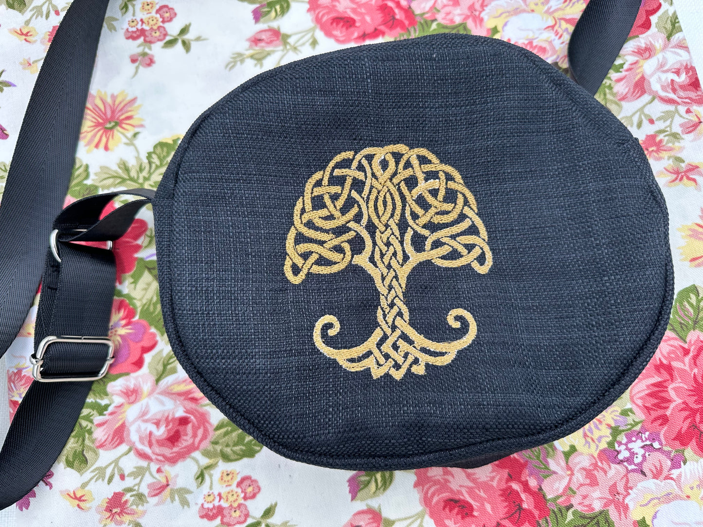 Tree of Life Embroidered Oval  Bag – Handmade with Adjustable Strap