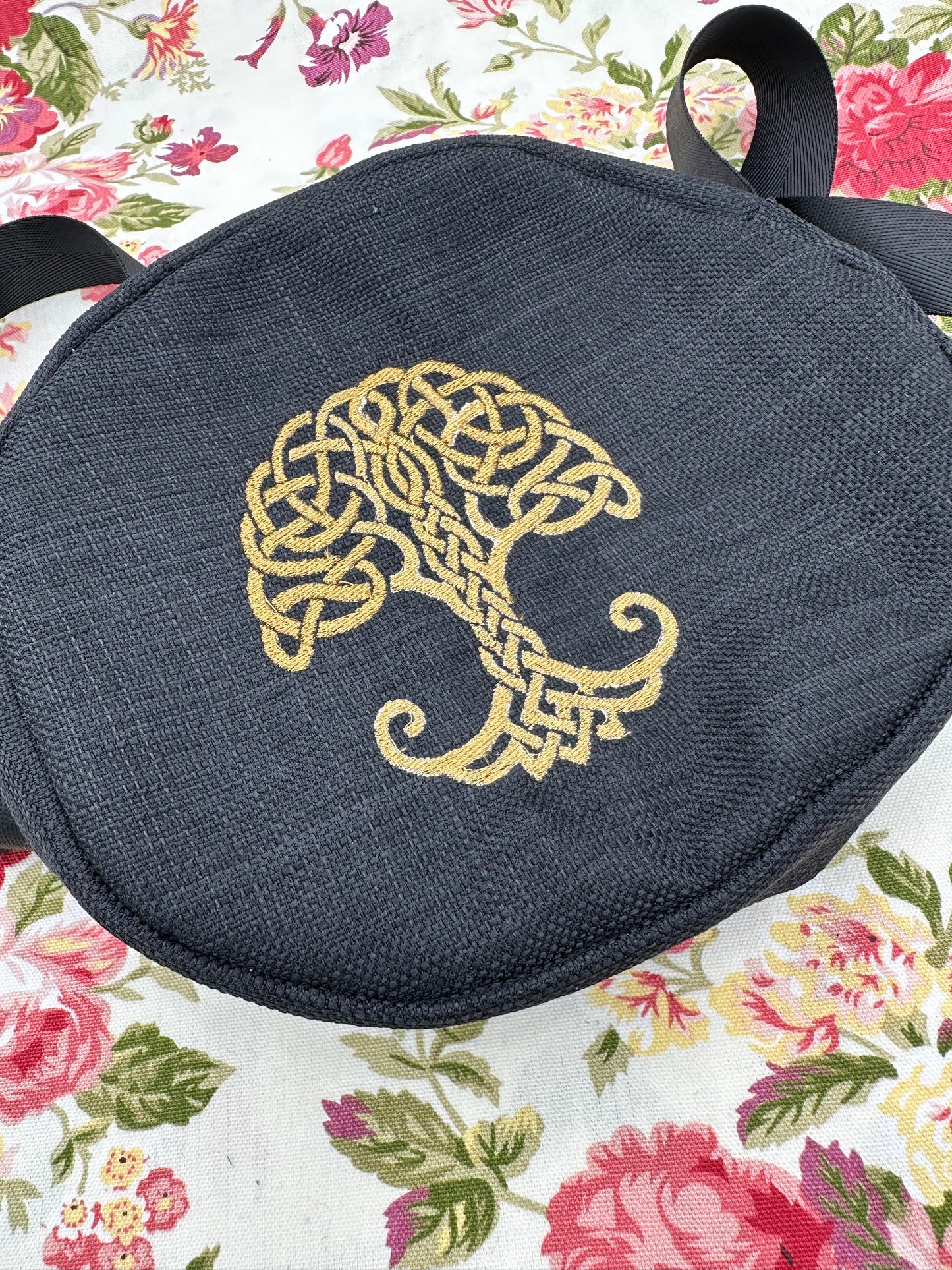 Tree of Life Embroidered Oval  Bag – Handmade with Adjustable Strap