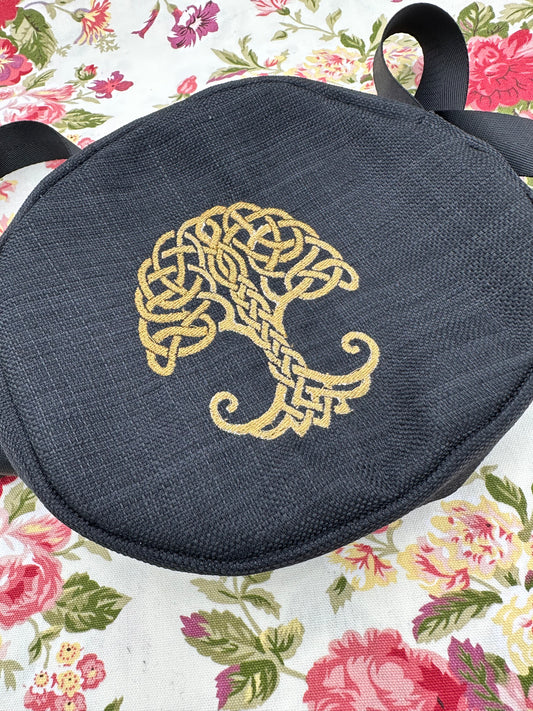 Tree of Life Embroidered Oval  Bag – Handmade with Adjustable Strap