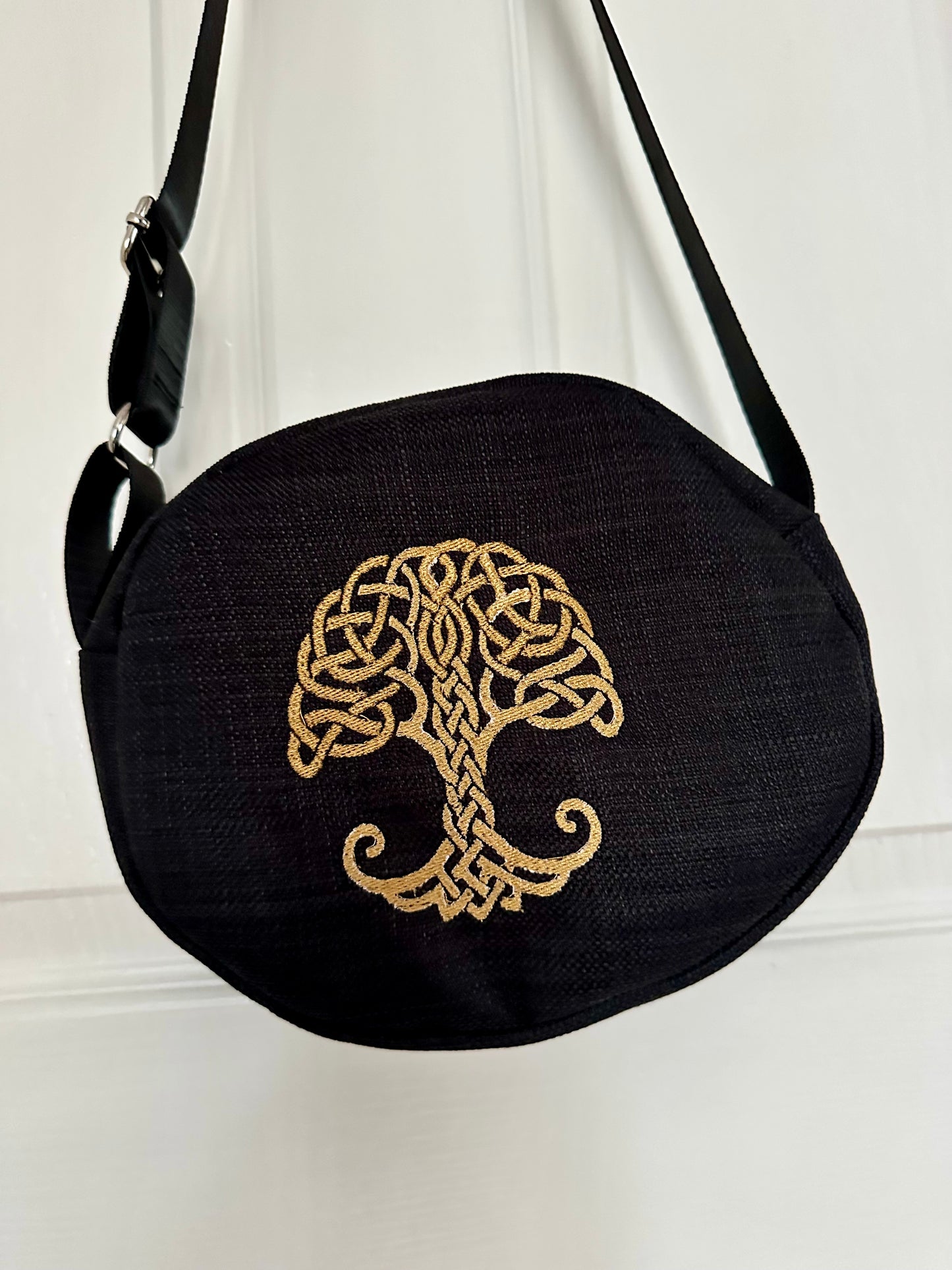 Tree of Life Embroidered Oval  Bag – Handmade with Adjustable Strap