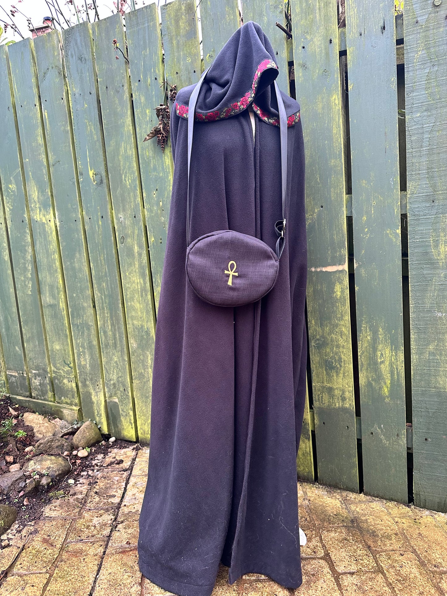 Ankh Embroidered Oval  Bag – Handmade with Adjustable Strap