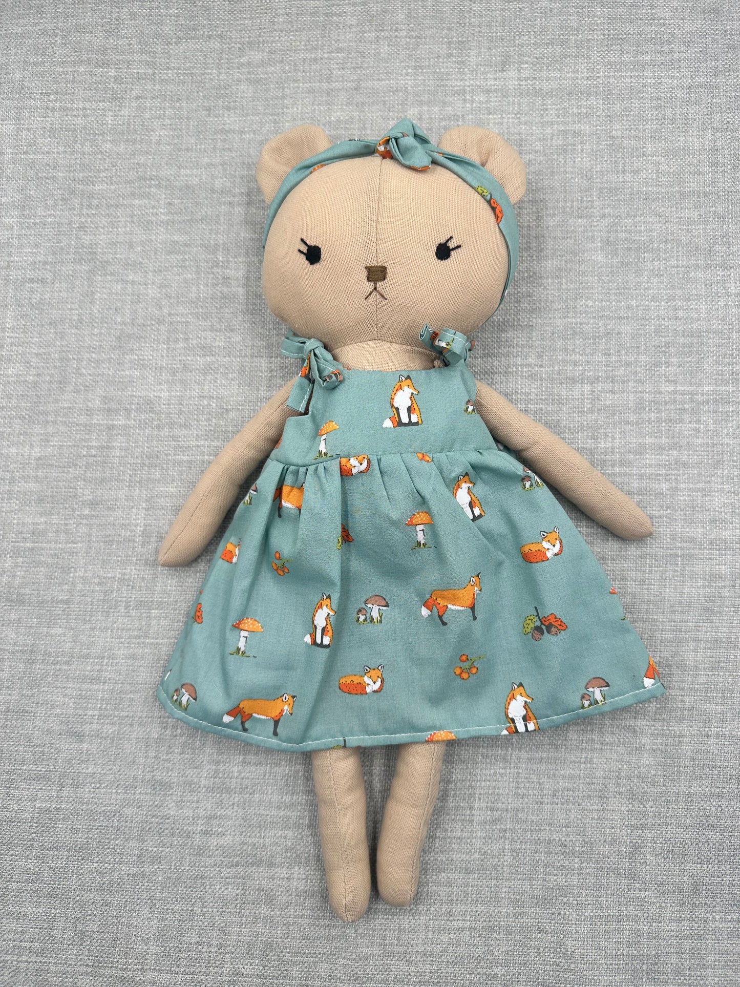 Handmade Teddy Bear in Woodland Dress