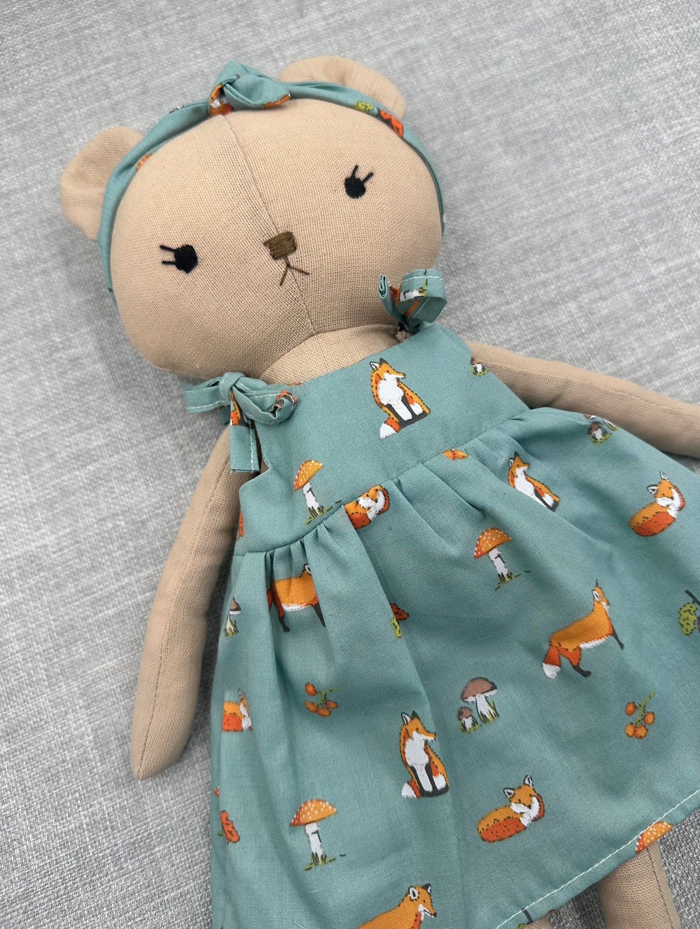 Handmade Teddy Bear in Woodland Dress