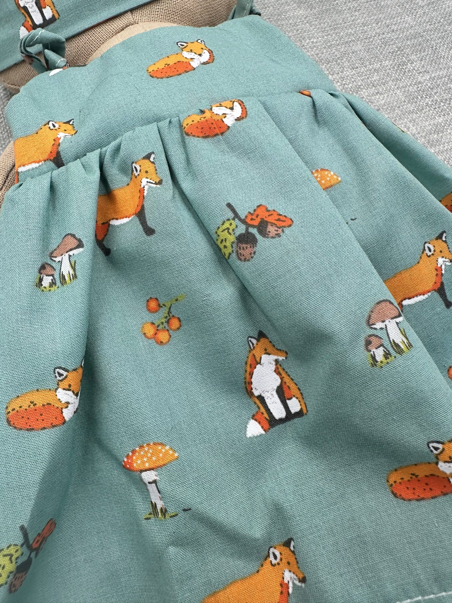 Handmade Teddy Bear in Woodland Dungarees