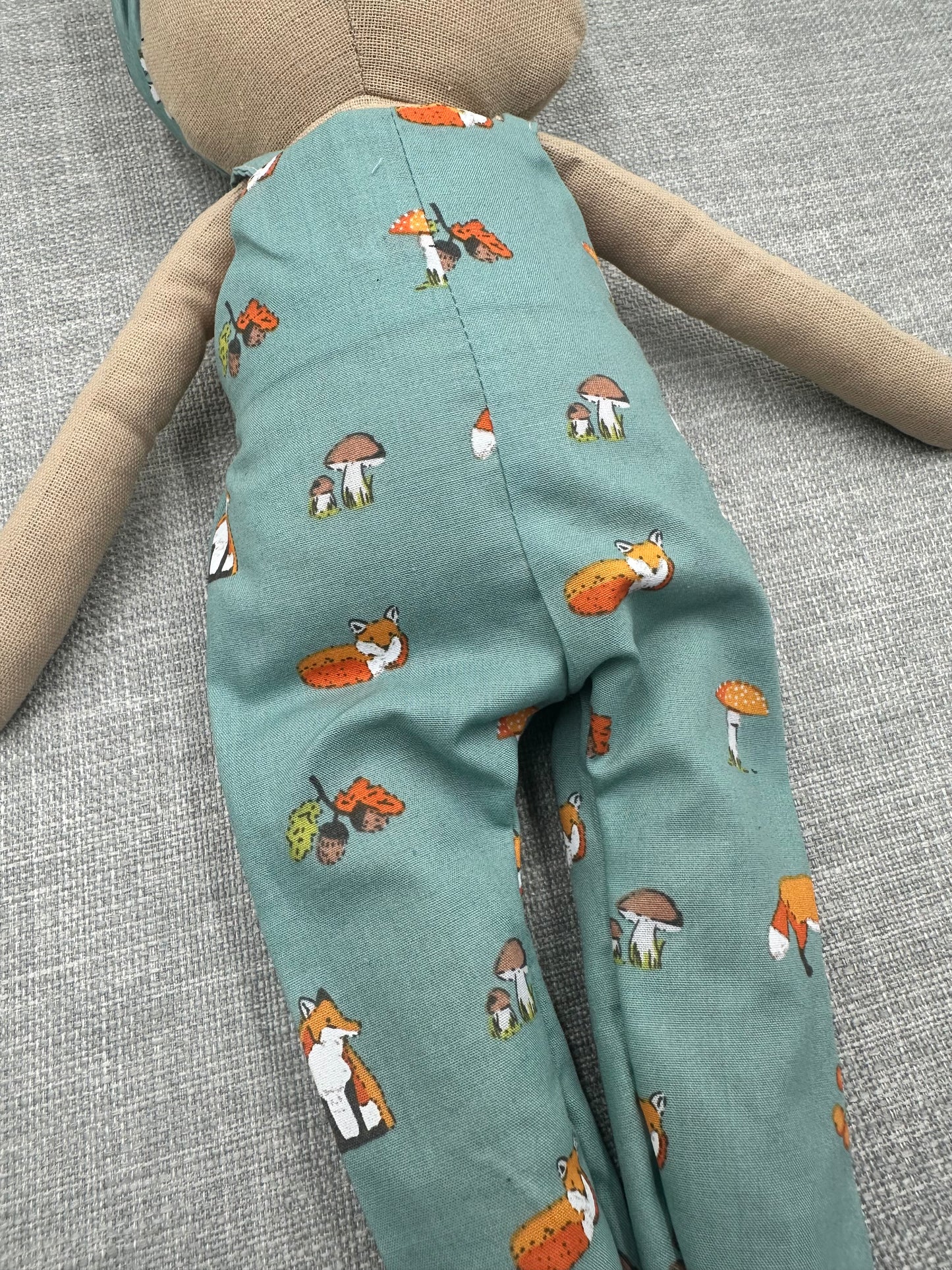 Handmade Teddy Bear in Woodland Dungarees