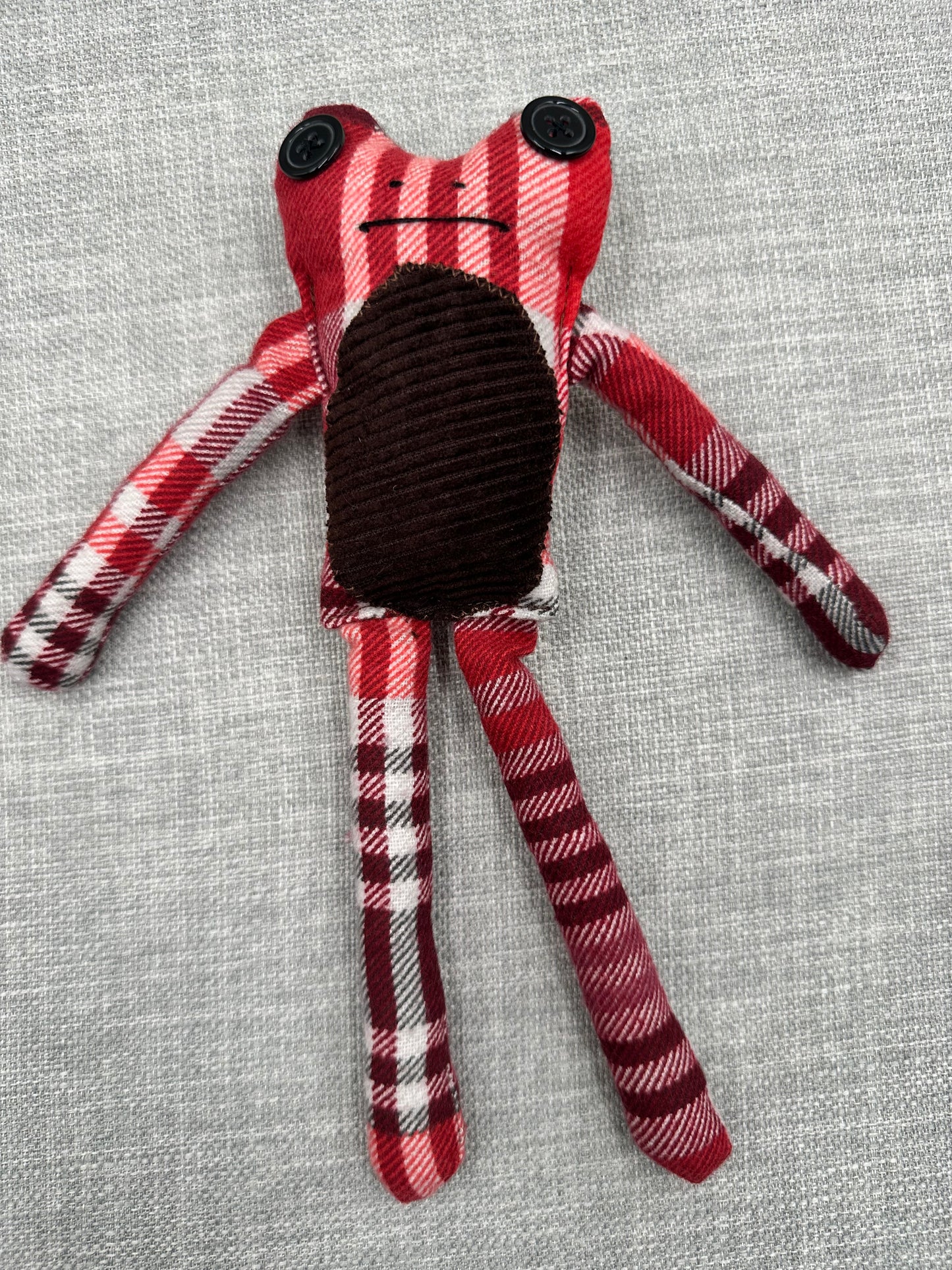 Handmade Fabric Frog - One-of-a-Kind Scrap Fabric Art Doll