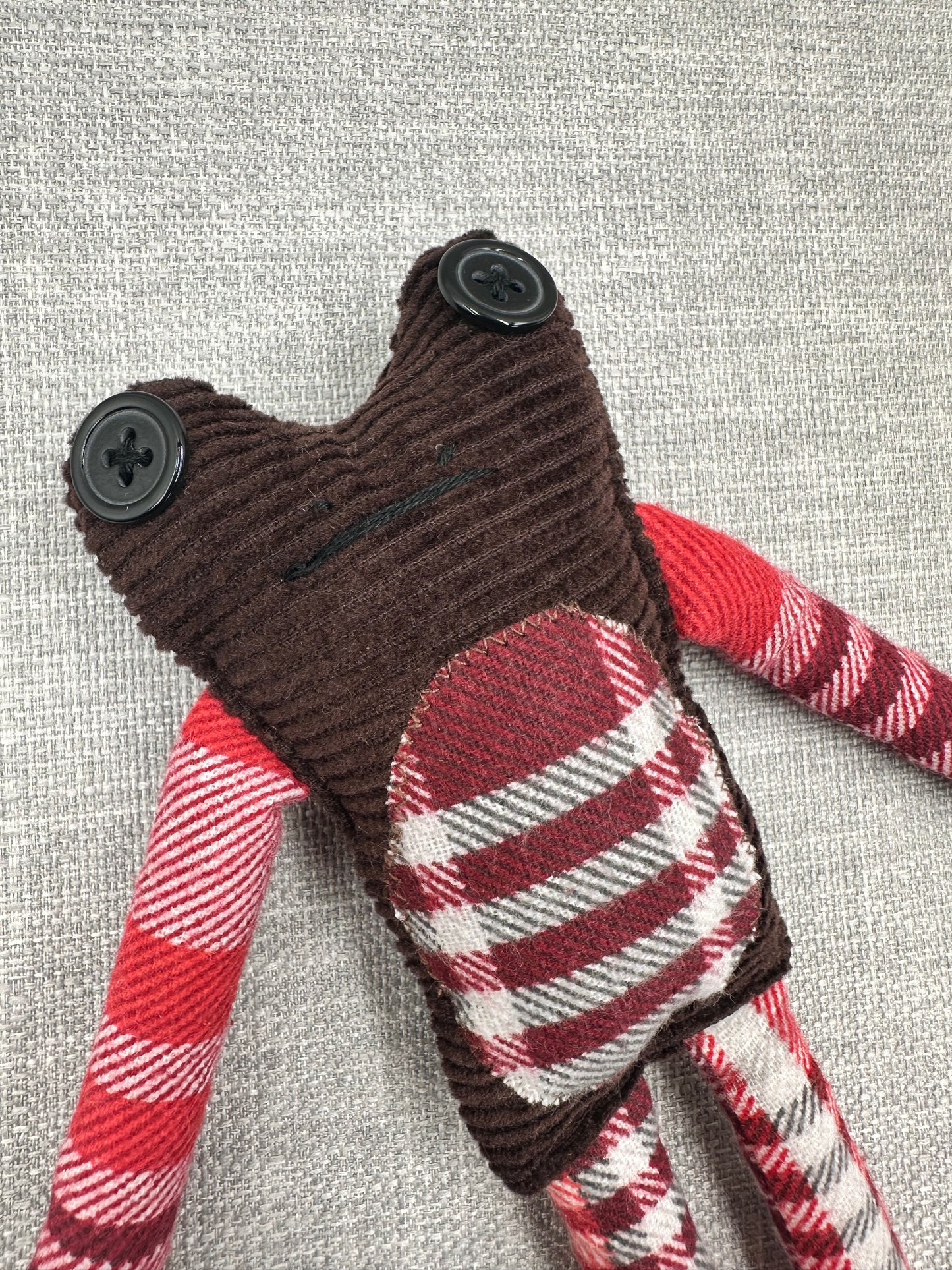 Handmade Fabric Frog - One-of-a-Kind Scrap Fabric Art Doll