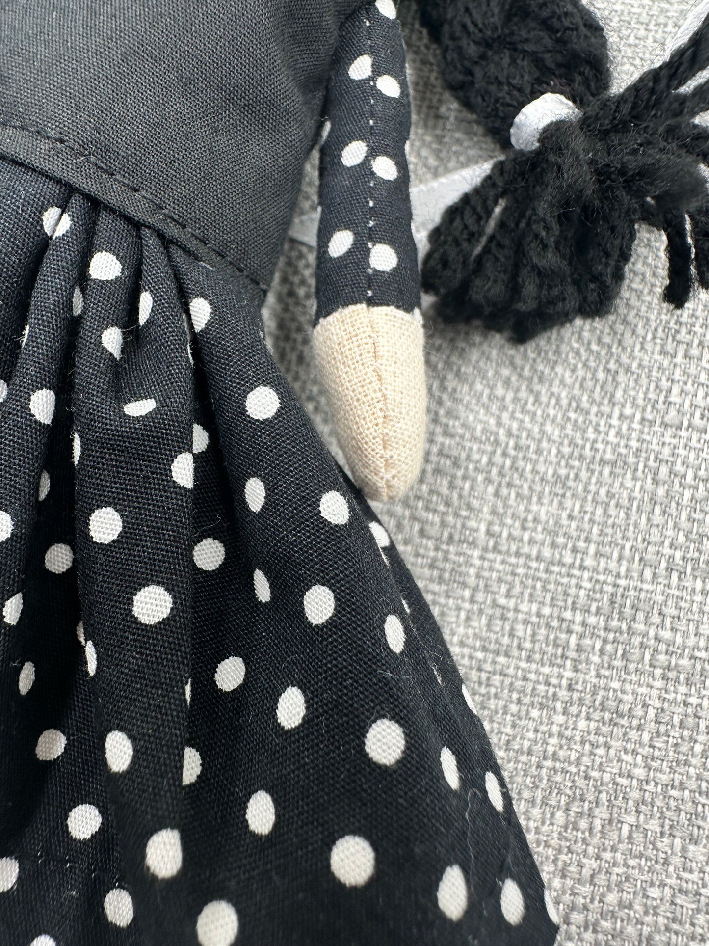 Mini Pocket Doll – Wednesday-Inspired Handmade Art Doll in Cotton & Linen