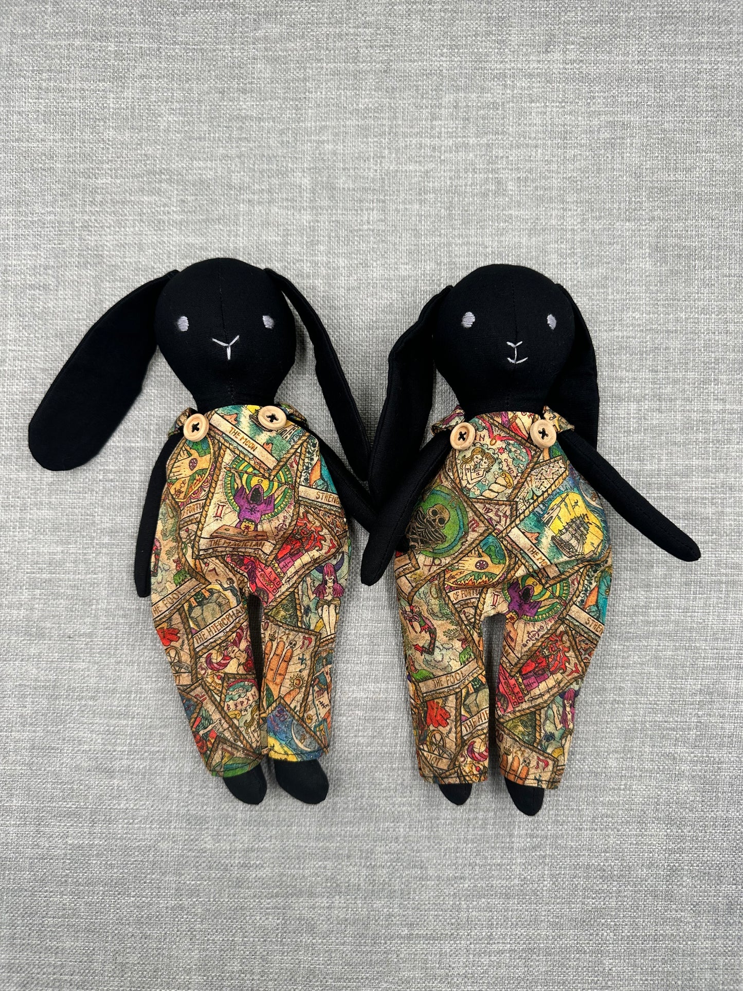 Handmade Mystical Bunny art Doll - Black Fabric Bunny