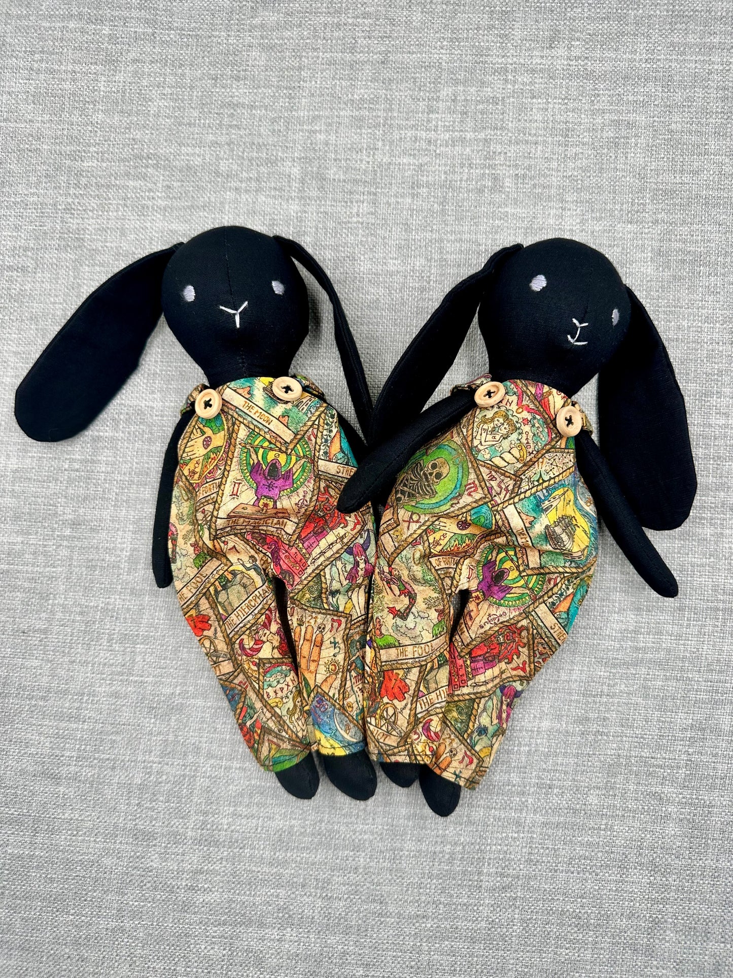 Handmade Mystical Bunny art Doll - Black Fabric Bunny