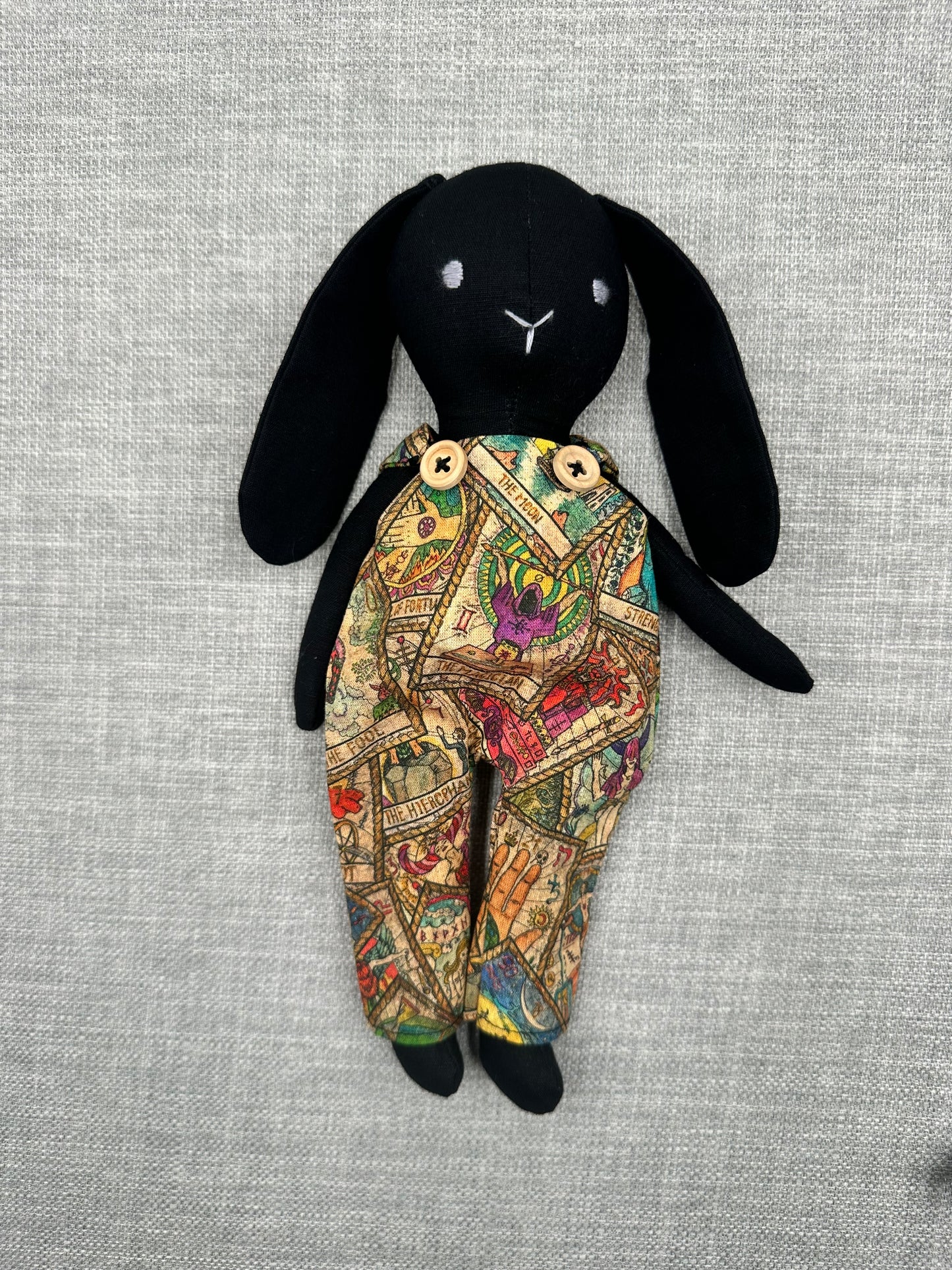 Handmade Mystical Bunny art Doll - Black Fabric Bunny