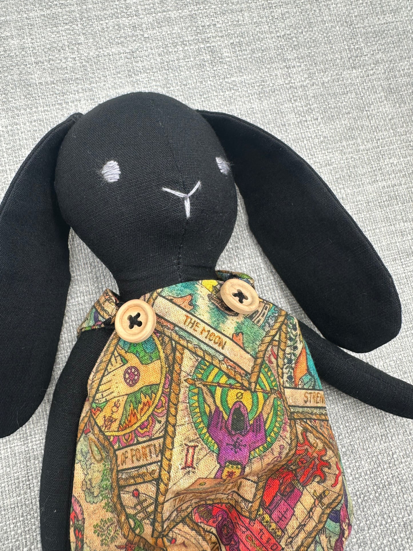 Handmade Mystical Bunny art Doll - Black Fabric Bunny