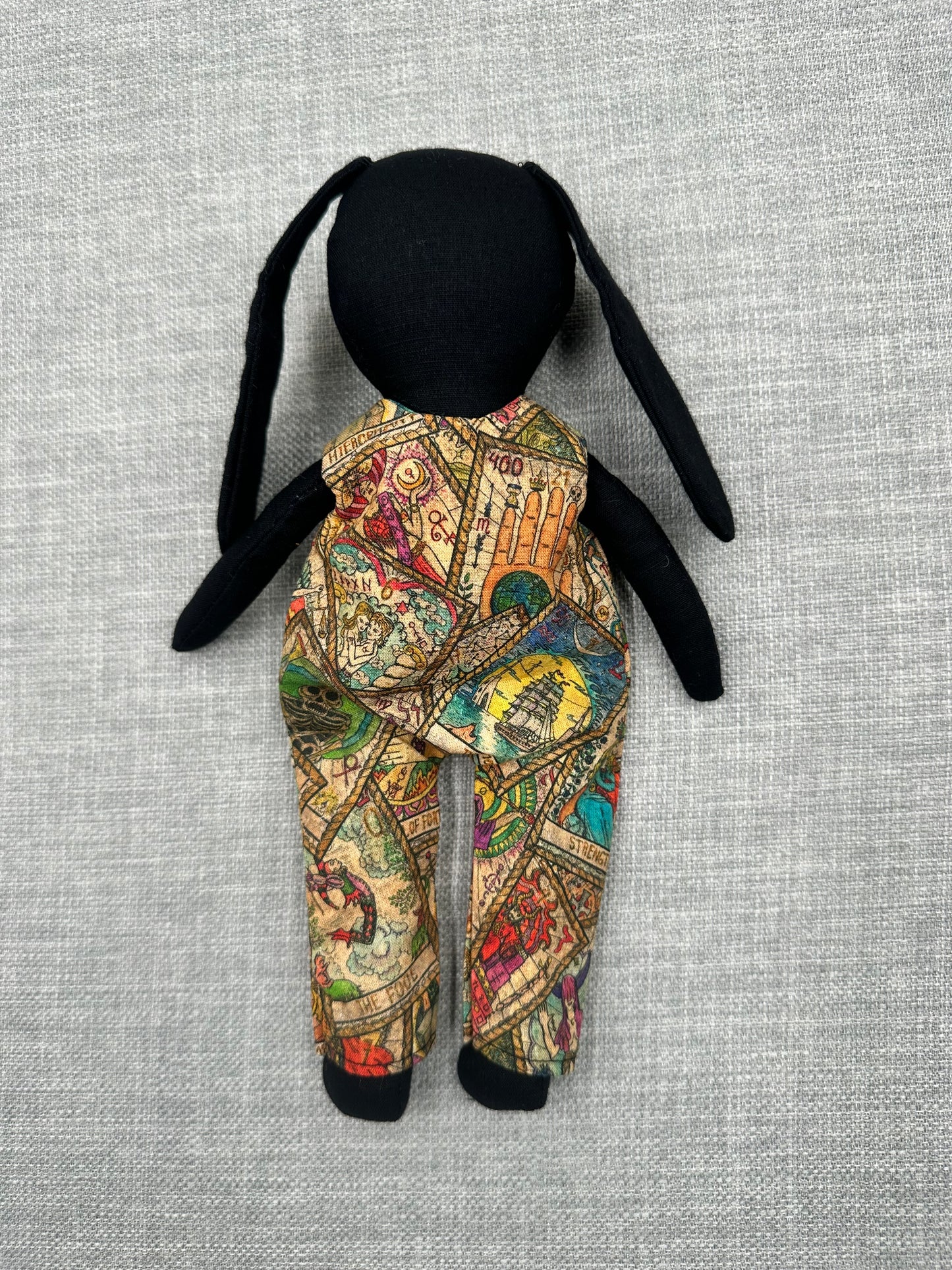 Handmade Mystical Bunny art Doll - Black Fabric Bunny