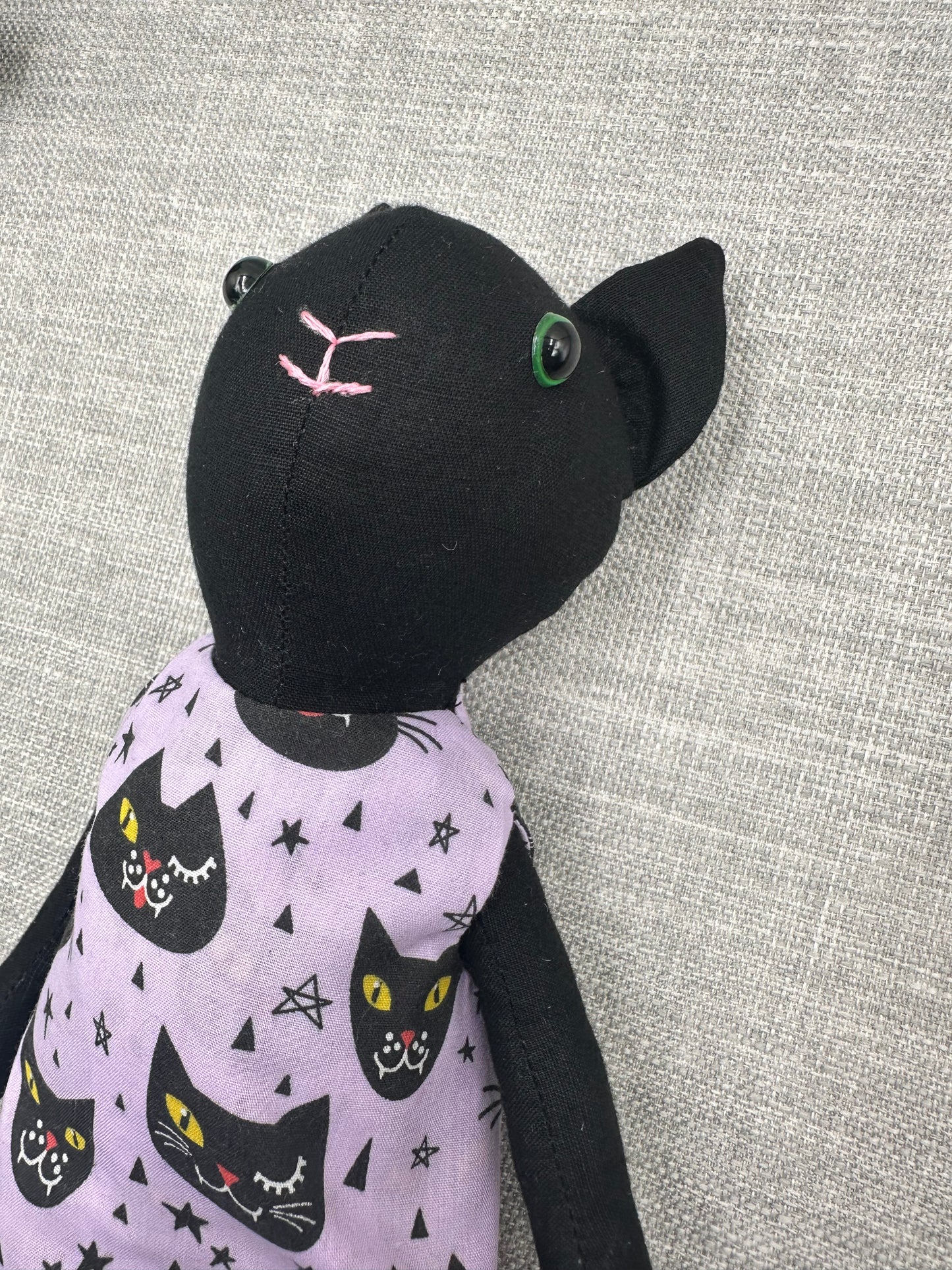 Lucky Black Cat Doll - Handmade OOAK