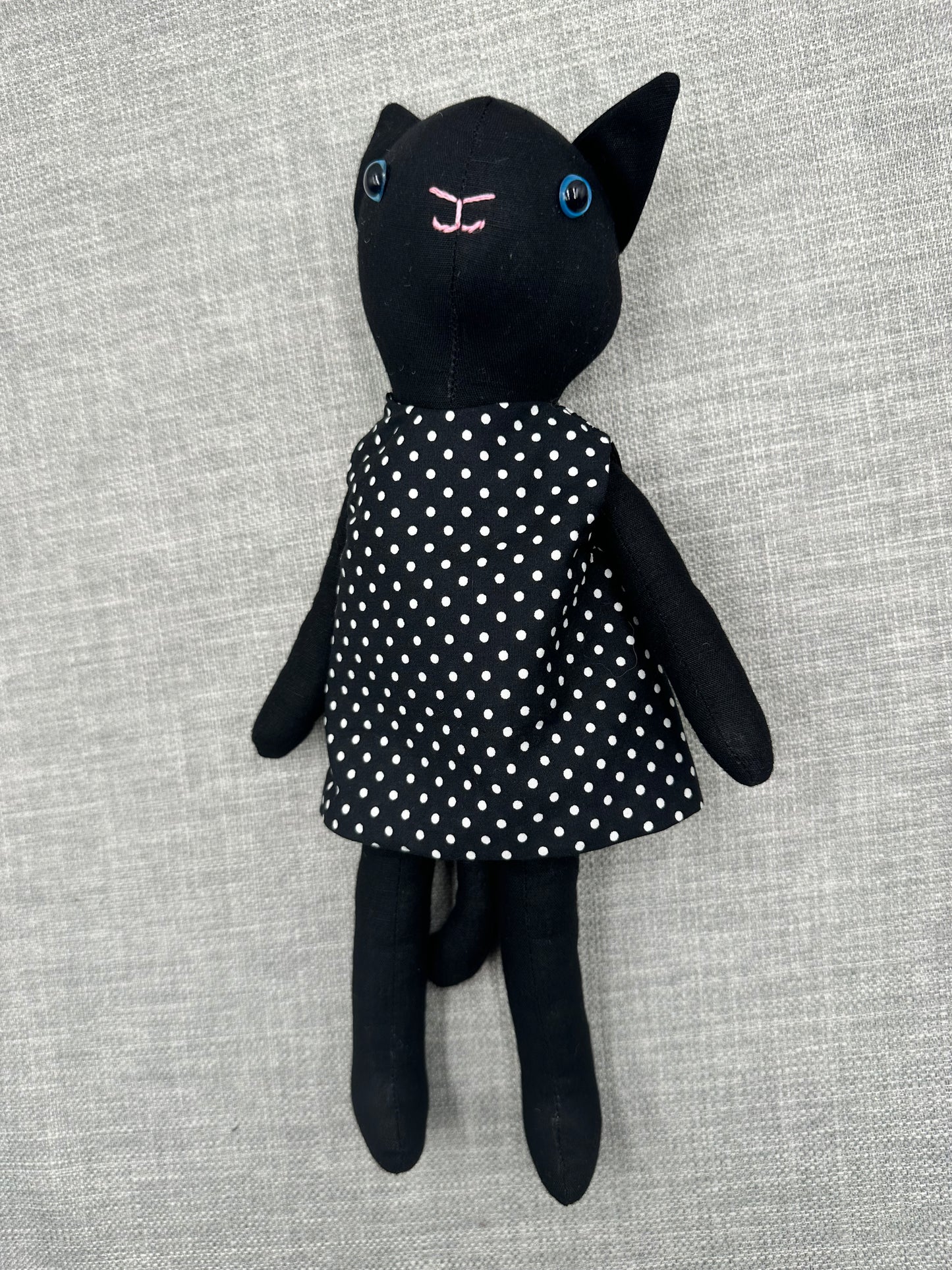 Lucky Black Cat Doll - Handmade OOAK
