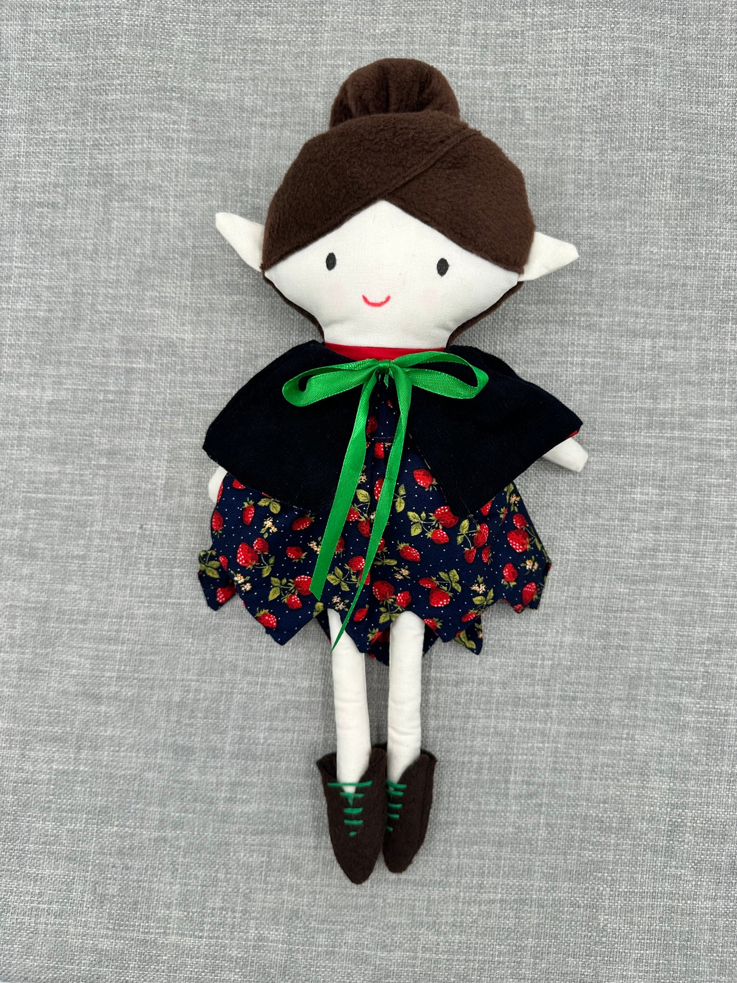 Strawberry Dreams Pixie Cloth Art Doll  - Handmade OOAK