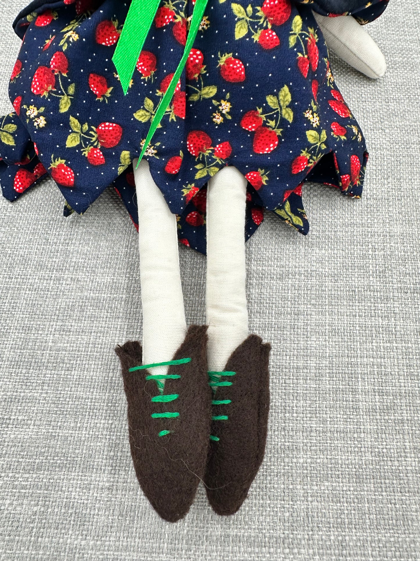 Strawberry Dreams Pixie Cloth Art Doll  - Handmade OOAK