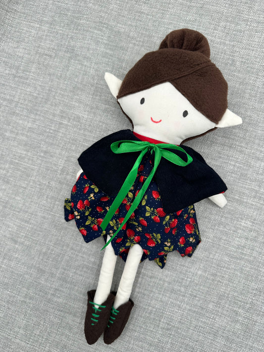 Strawberry Dreams Pixie Cloth Art Doll  - Handmade OOAK