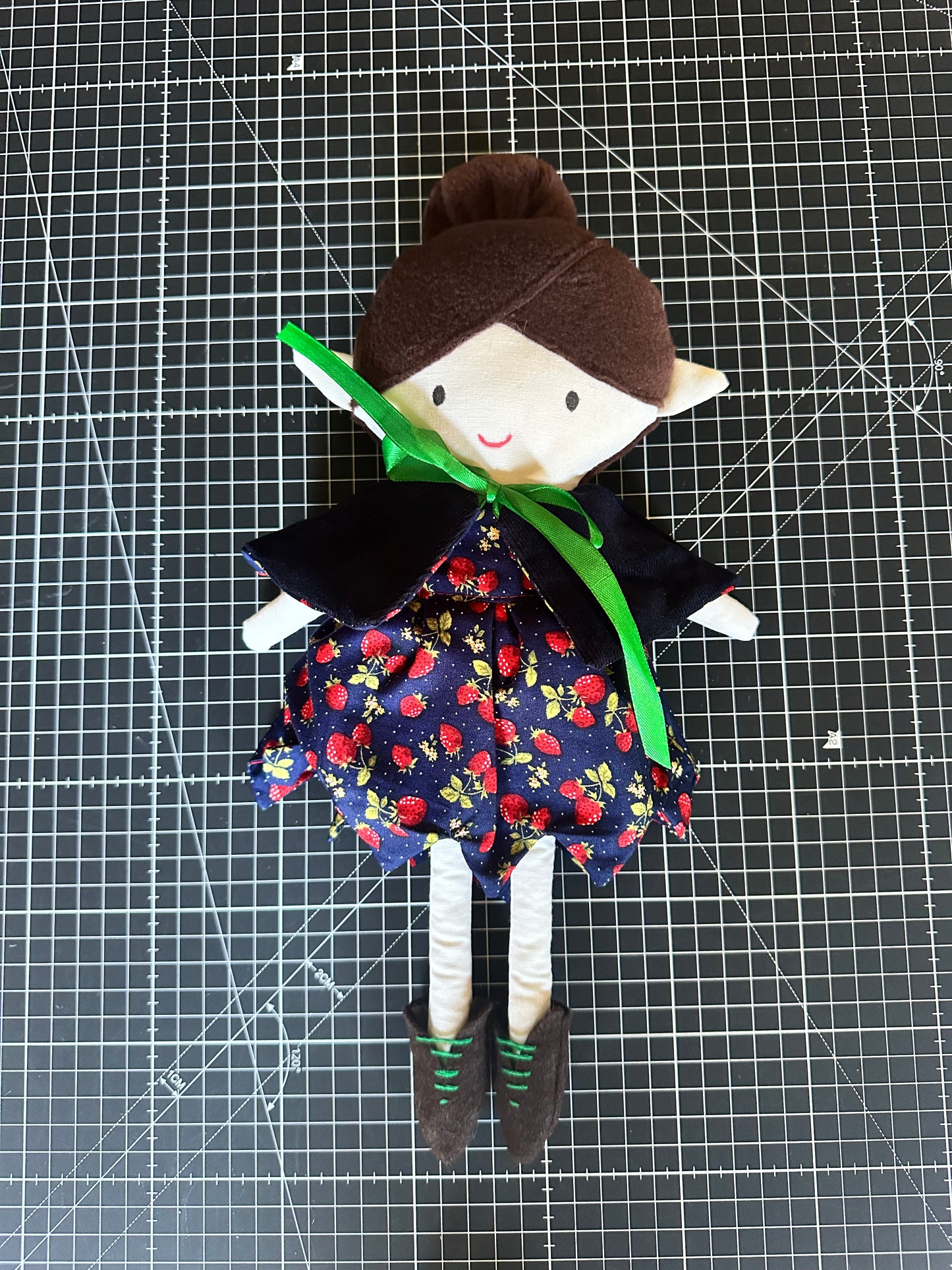 Strawberry Dreams Pixie Cloth Art Doll  - Handmade OOAK