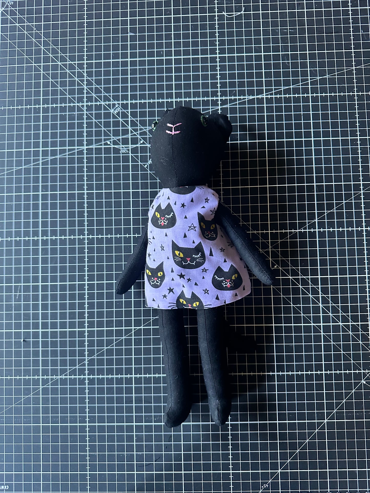 Lucky Black Cat Doll - Handmade OOAK