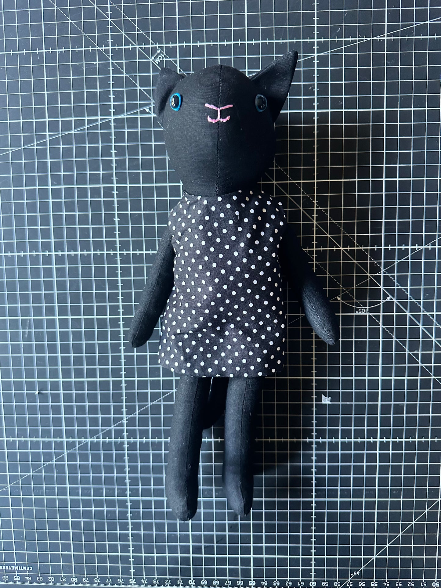 Lucky Black Cat Doll - Handmade OOAK