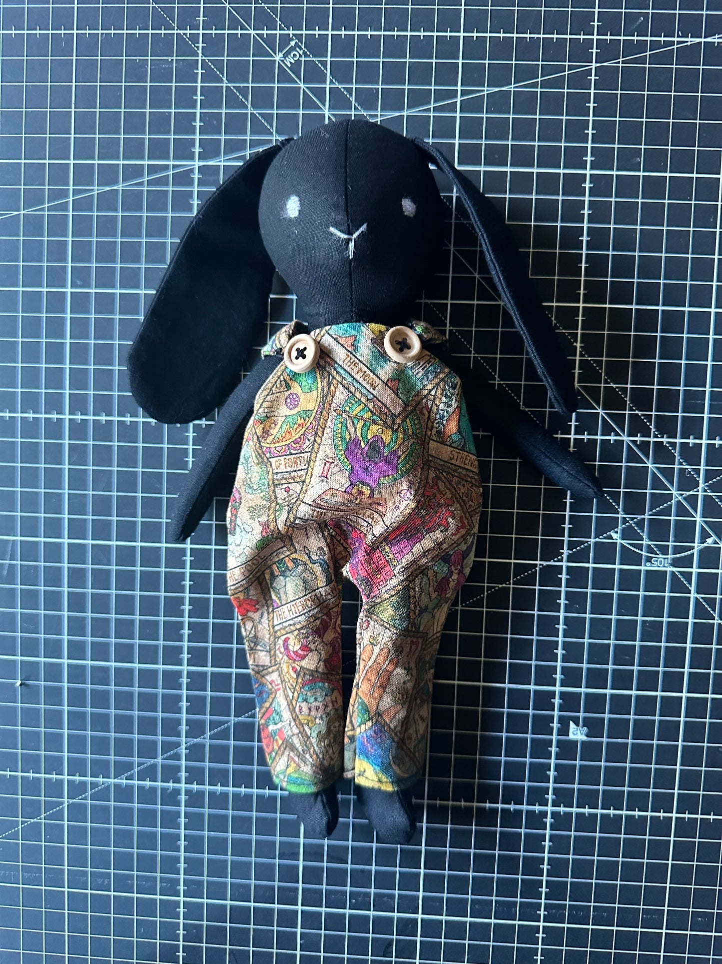 Handmade Mystical Bunny art Doll - Black Fabric Bunny