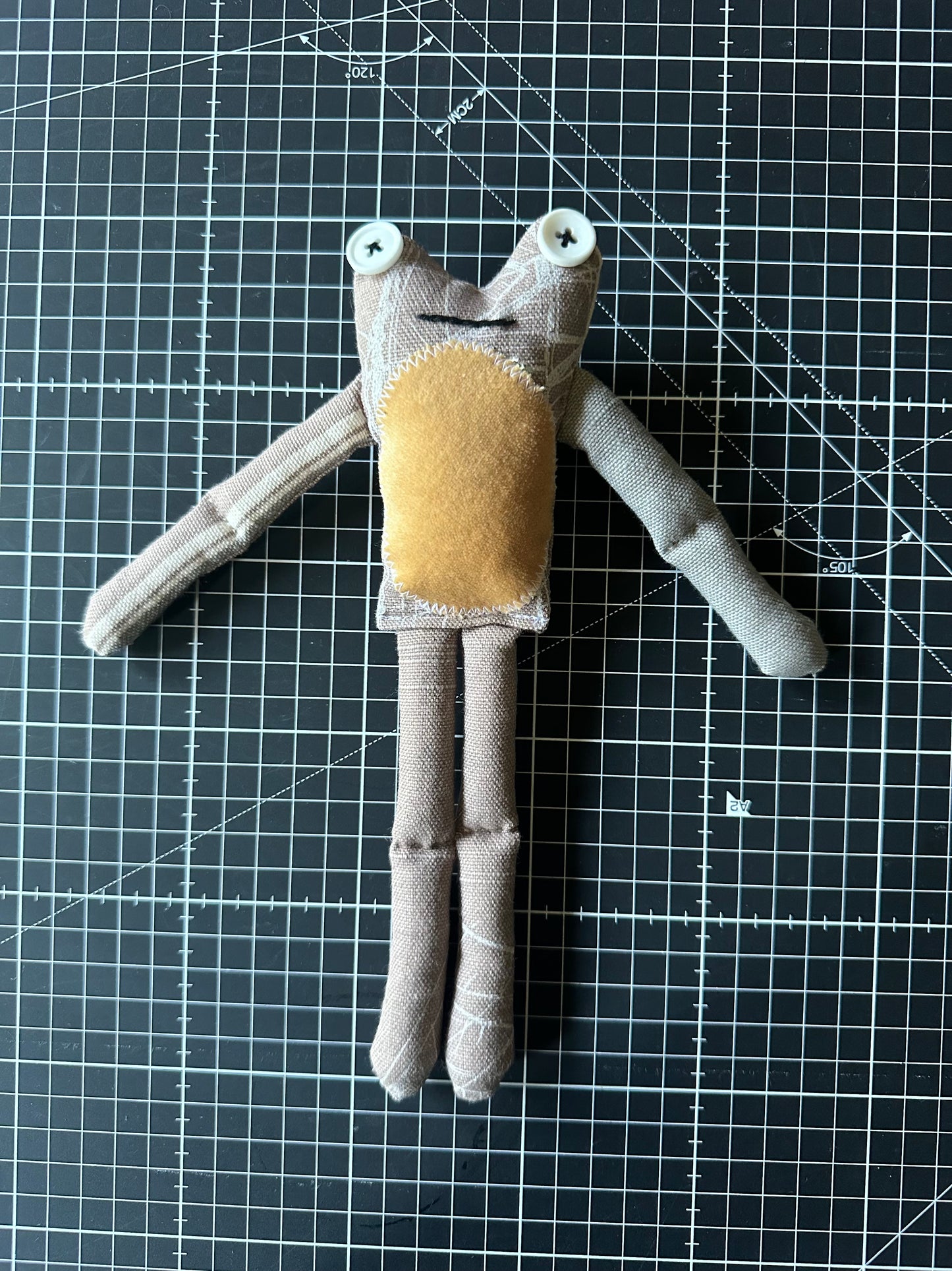 Handmade Fabric Frog - One-of-a-Kind Scrap Fabric Art Doll