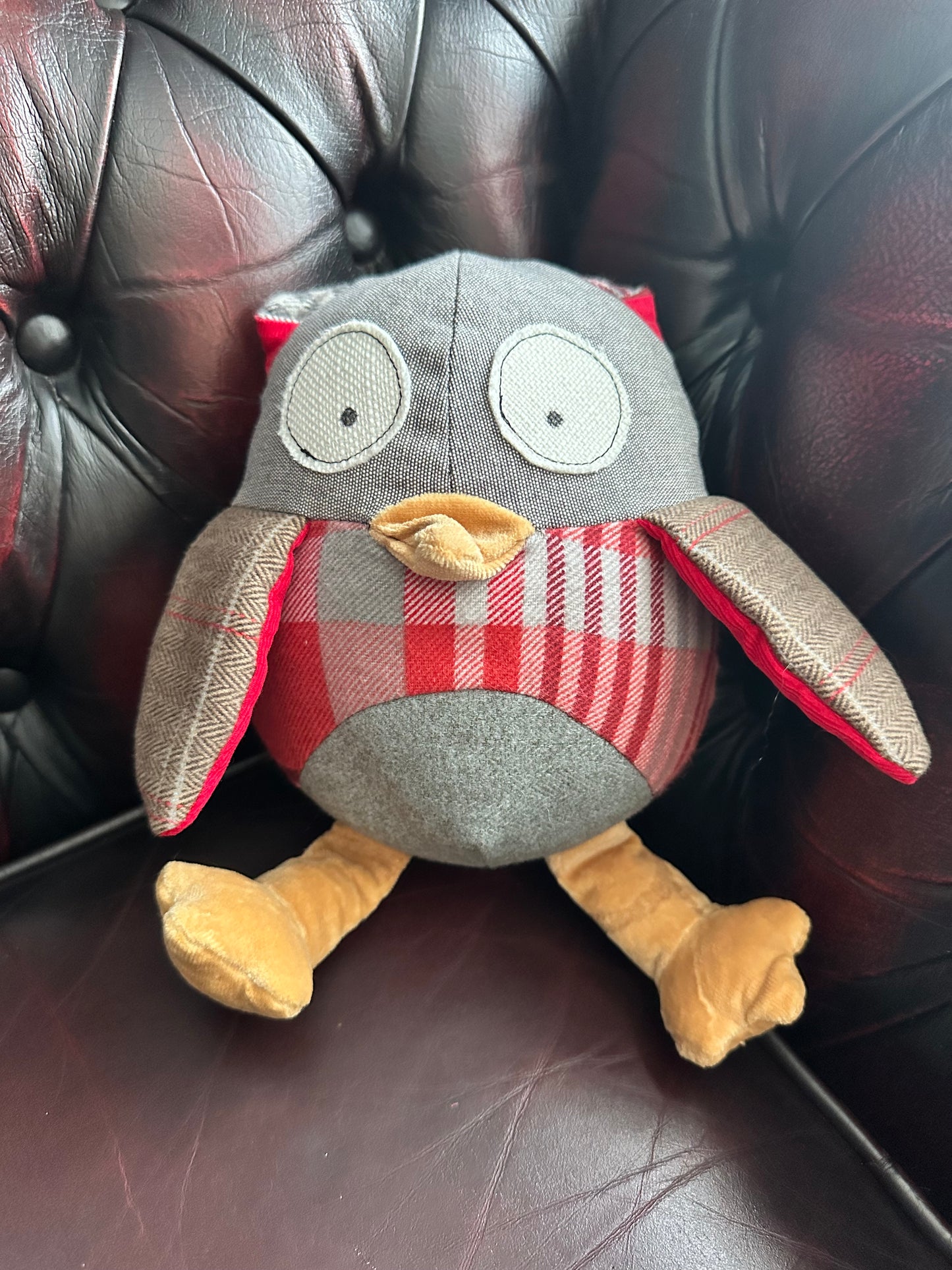 Handmade Patchwork Owl  - Warm Earth Colours