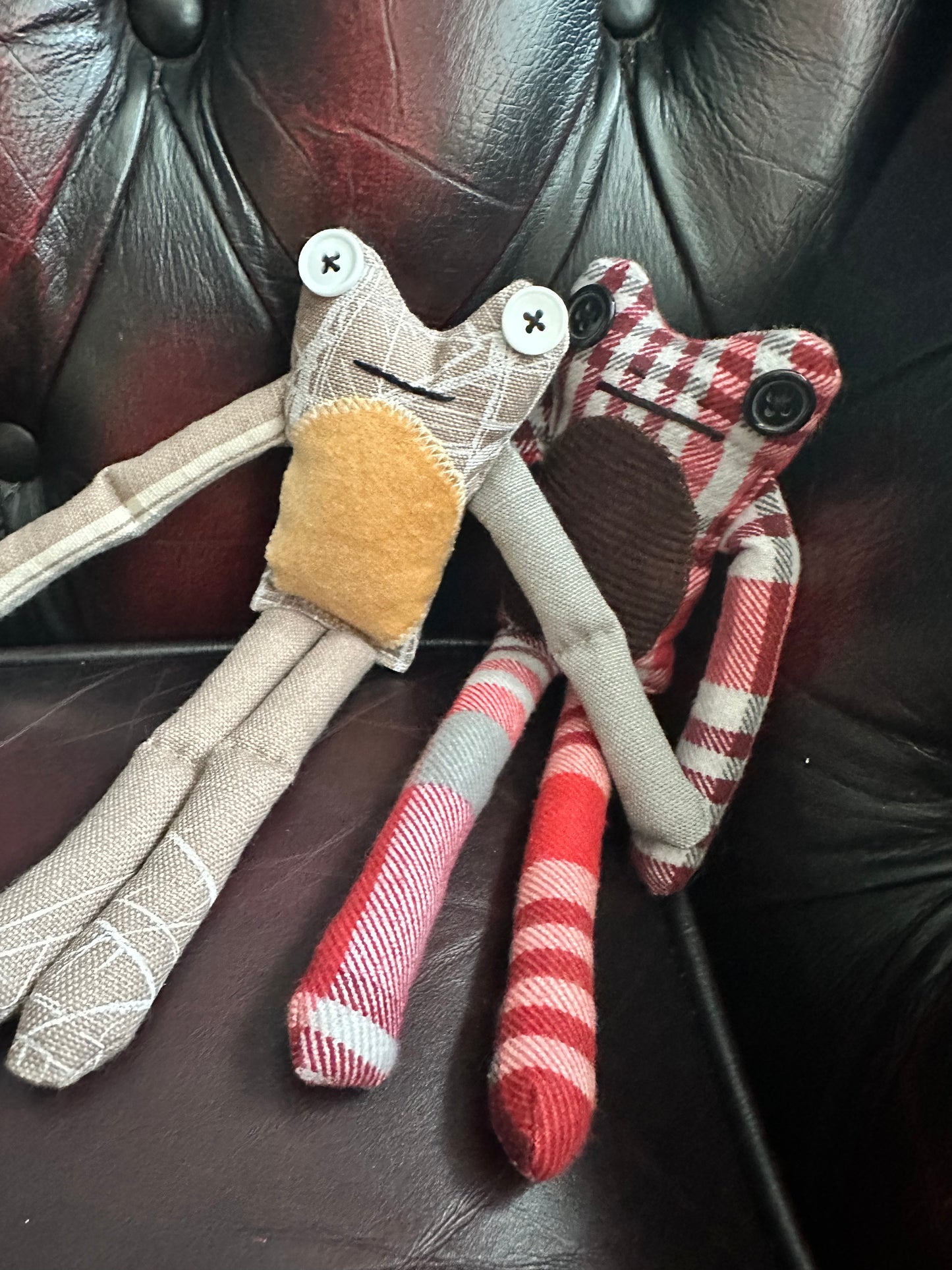 Handmade Fabric Frog - One-of-a-Kind Scrap Fabric Art Doll