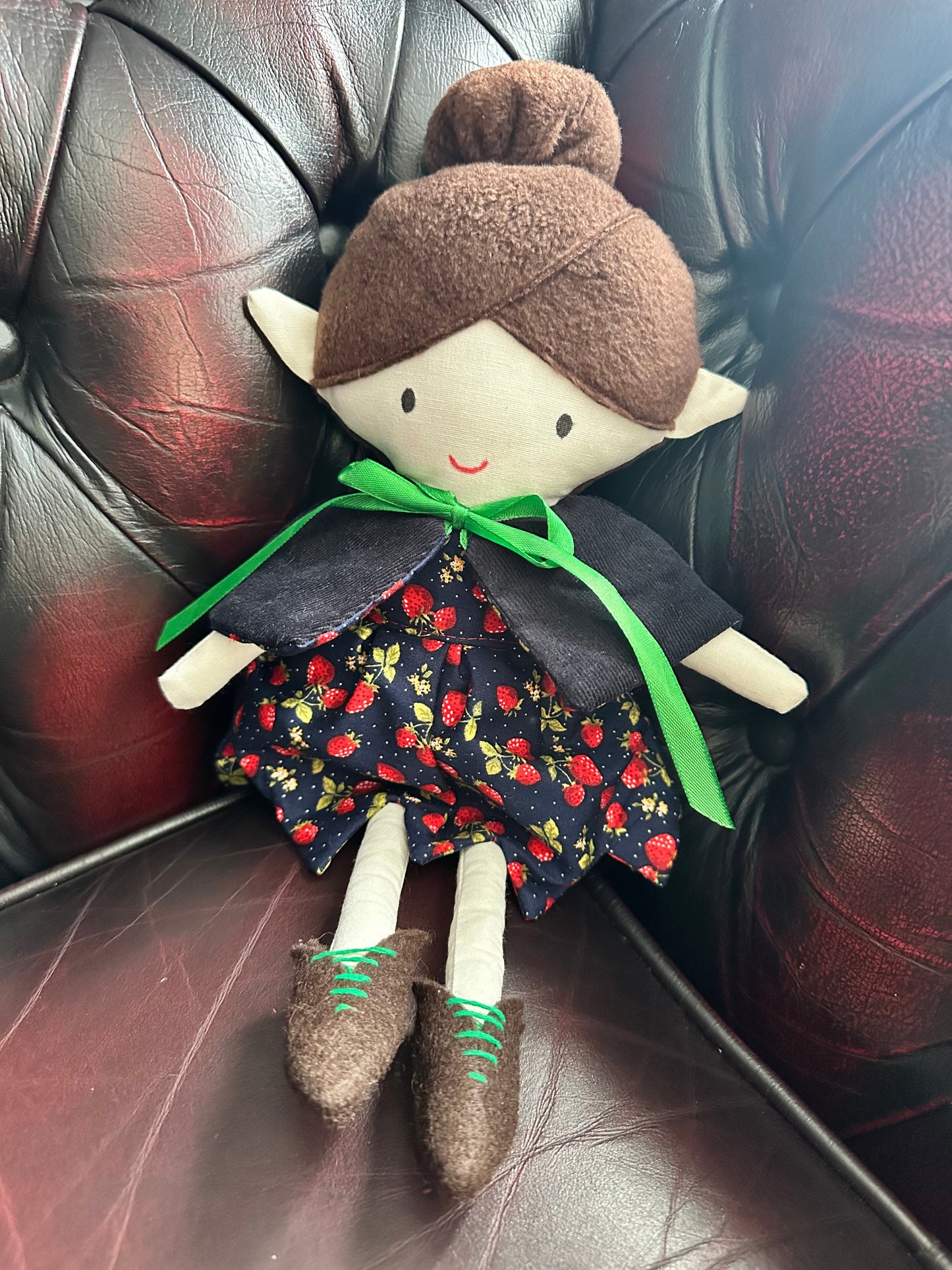 Strawberry Dreams Pixie Cloth Art Doll  - Handmade OOAK