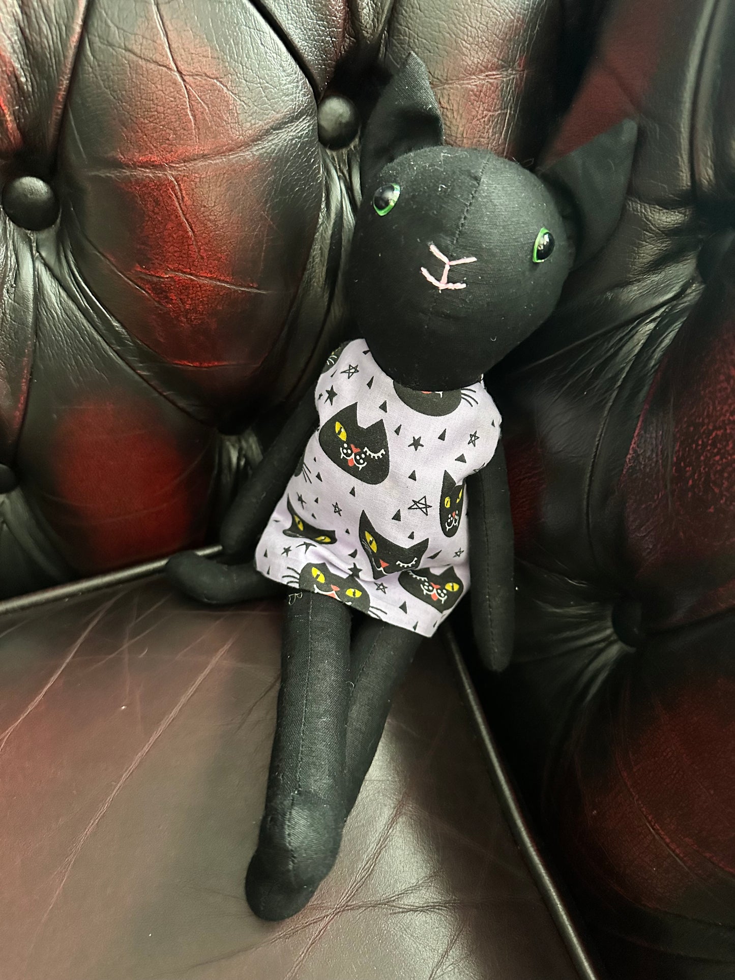 Lucky Black Cat Doll - Handmade OOAK