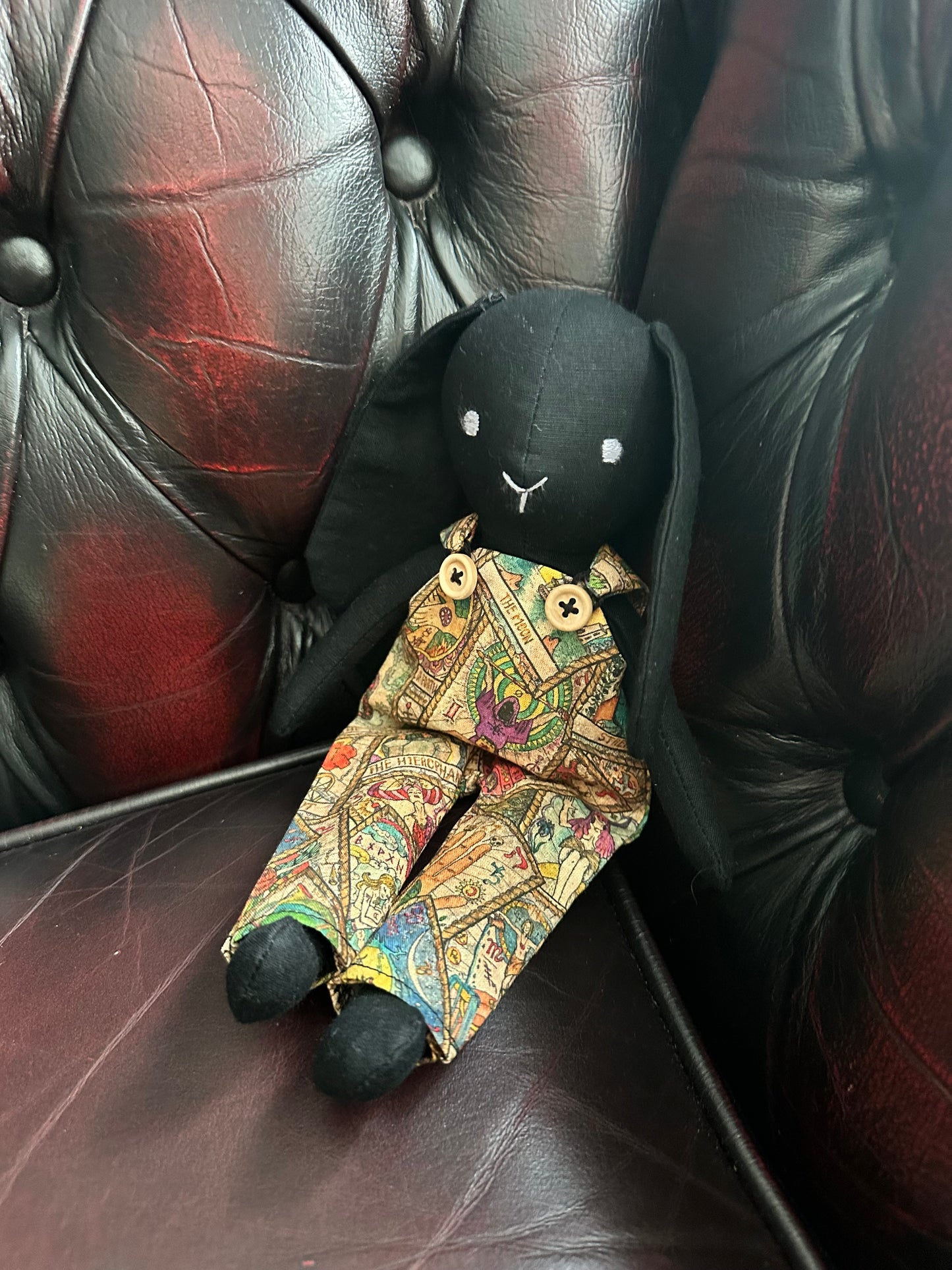 Handmade Mystical Bunny art Doll - Black Fabric Bunny