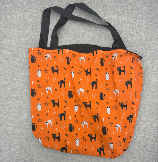 Cat Halloween  Reversible Lunch / Tote Bag