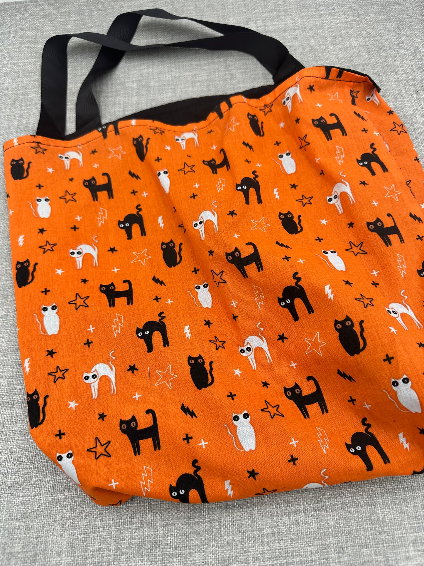 Cat Halloween  Reversible Lunch / Tote Bag