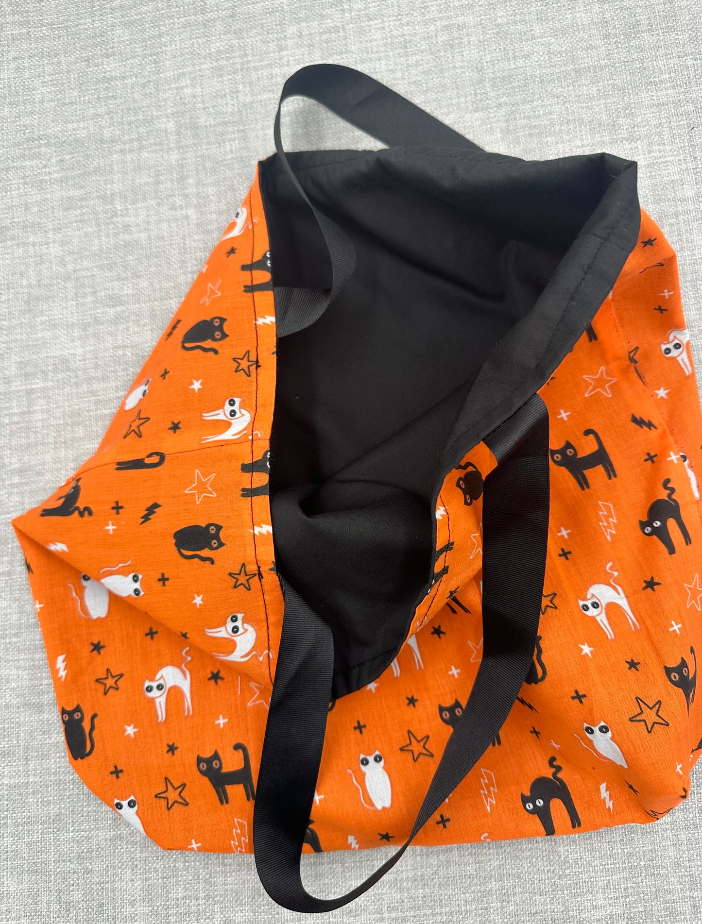 Cat Halloween  Reversible Lunch / Tote Bag