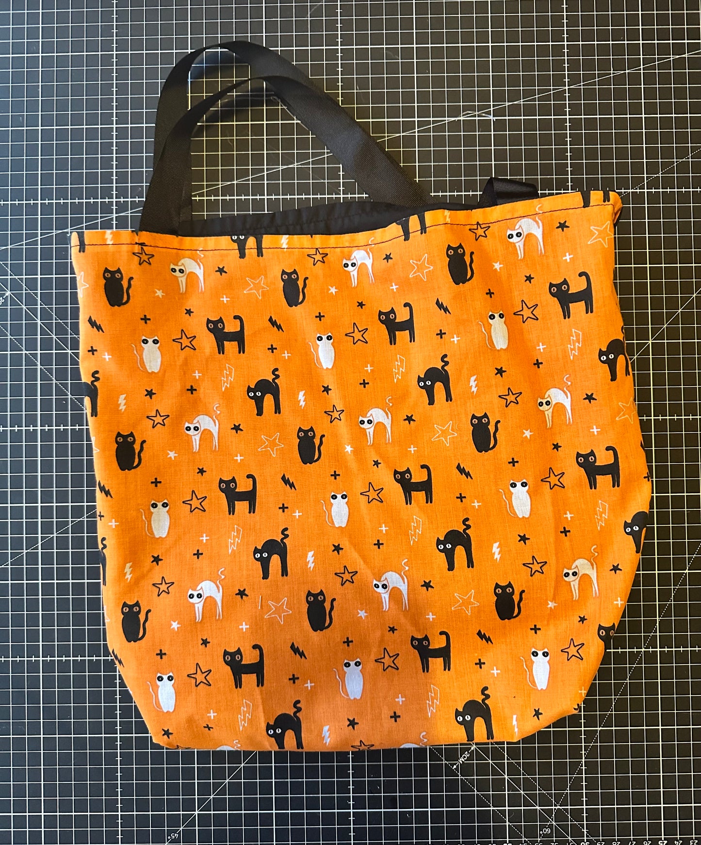 Cat Halloween  Reversible Lunch / Tote Bag