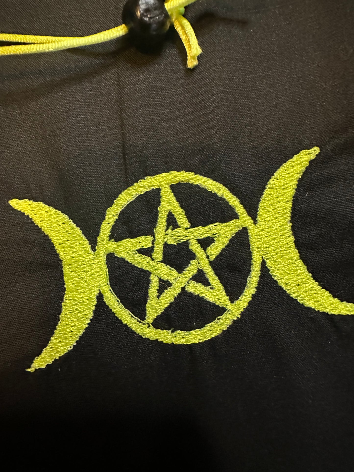 Triple Moon Pentagram Symbol Drawstring Bag / Pouch