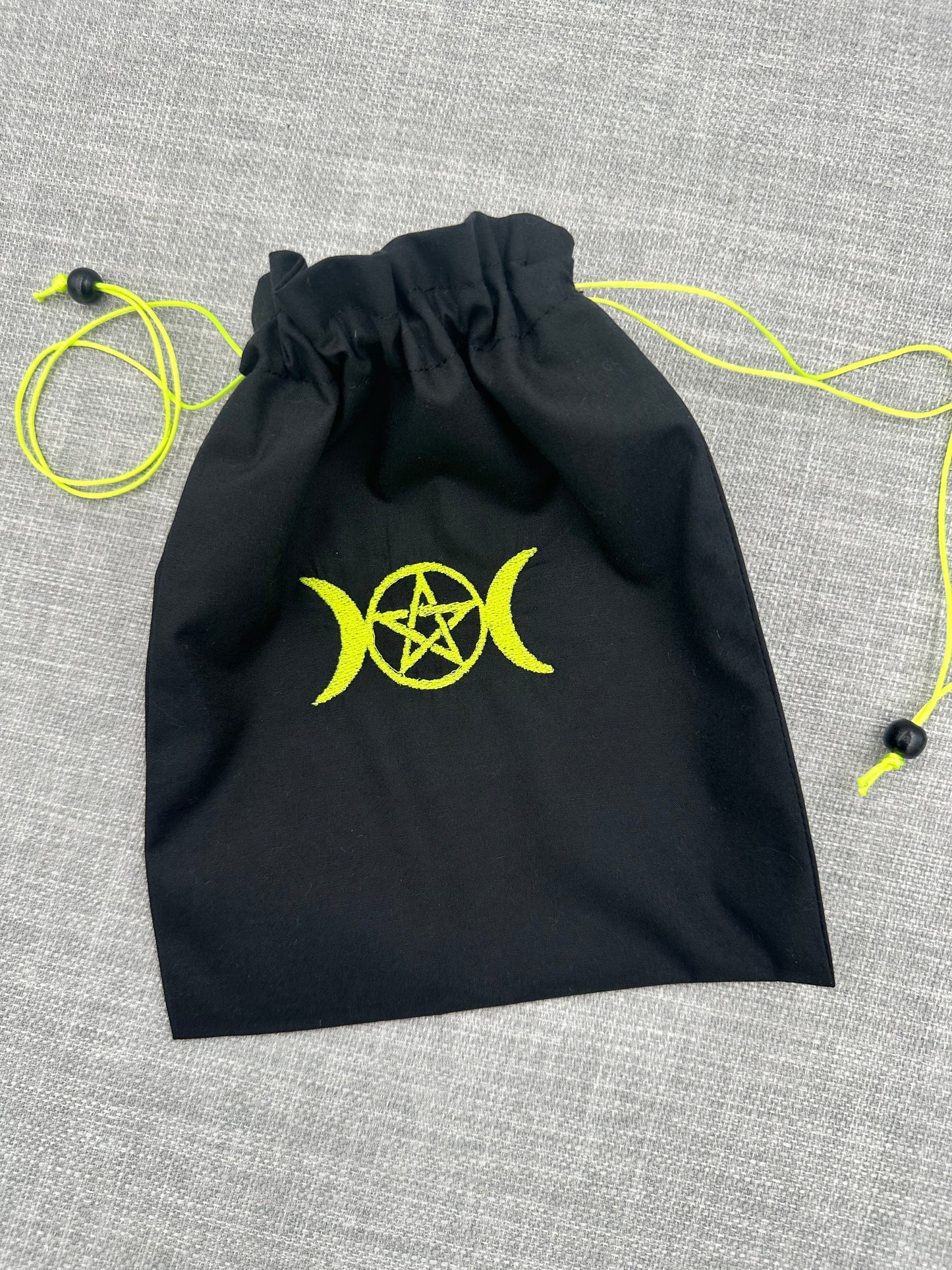 Triple Moon Pentagram Symbol Drawstring Bag / Pouch