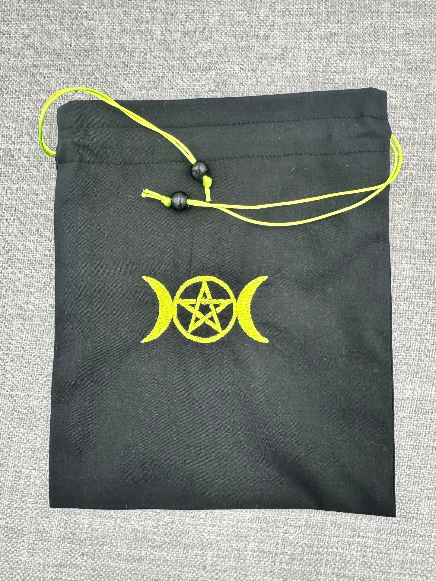Triple Moon Pentagram Symbol Drawstring Bag / Pouch