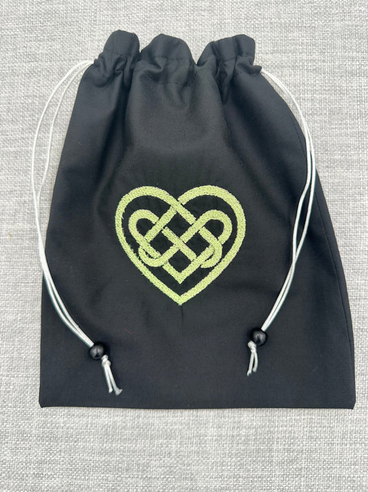 Celtic Knotwork Heart Drawstring Bag / Pouch