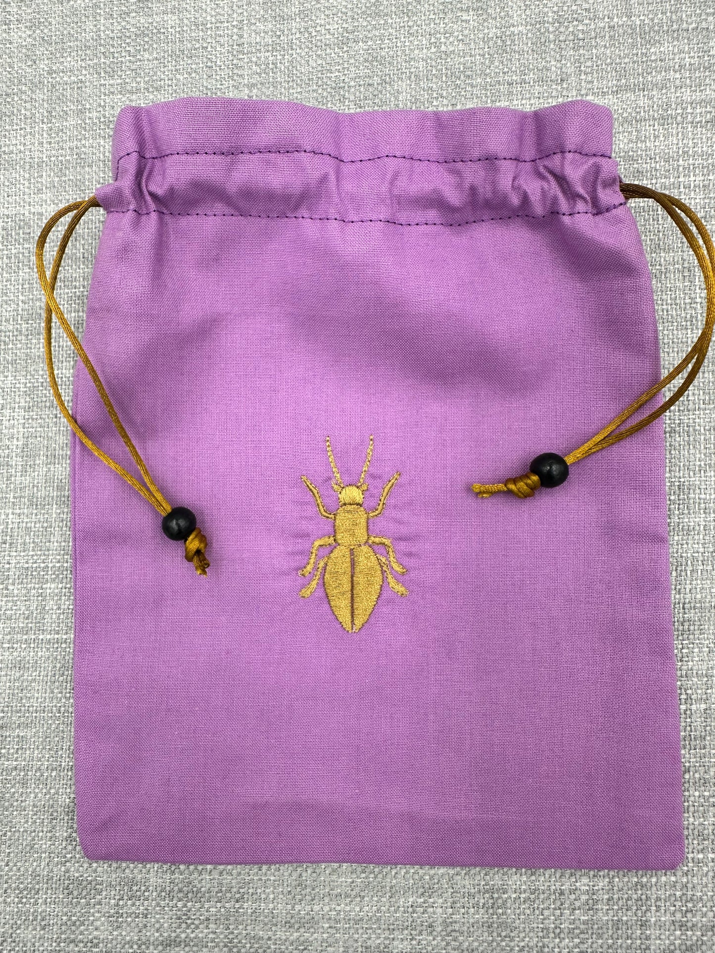 Purple Beetle / Insect Embroidered Drawstring Pouch – Tarot and Crystal Bag