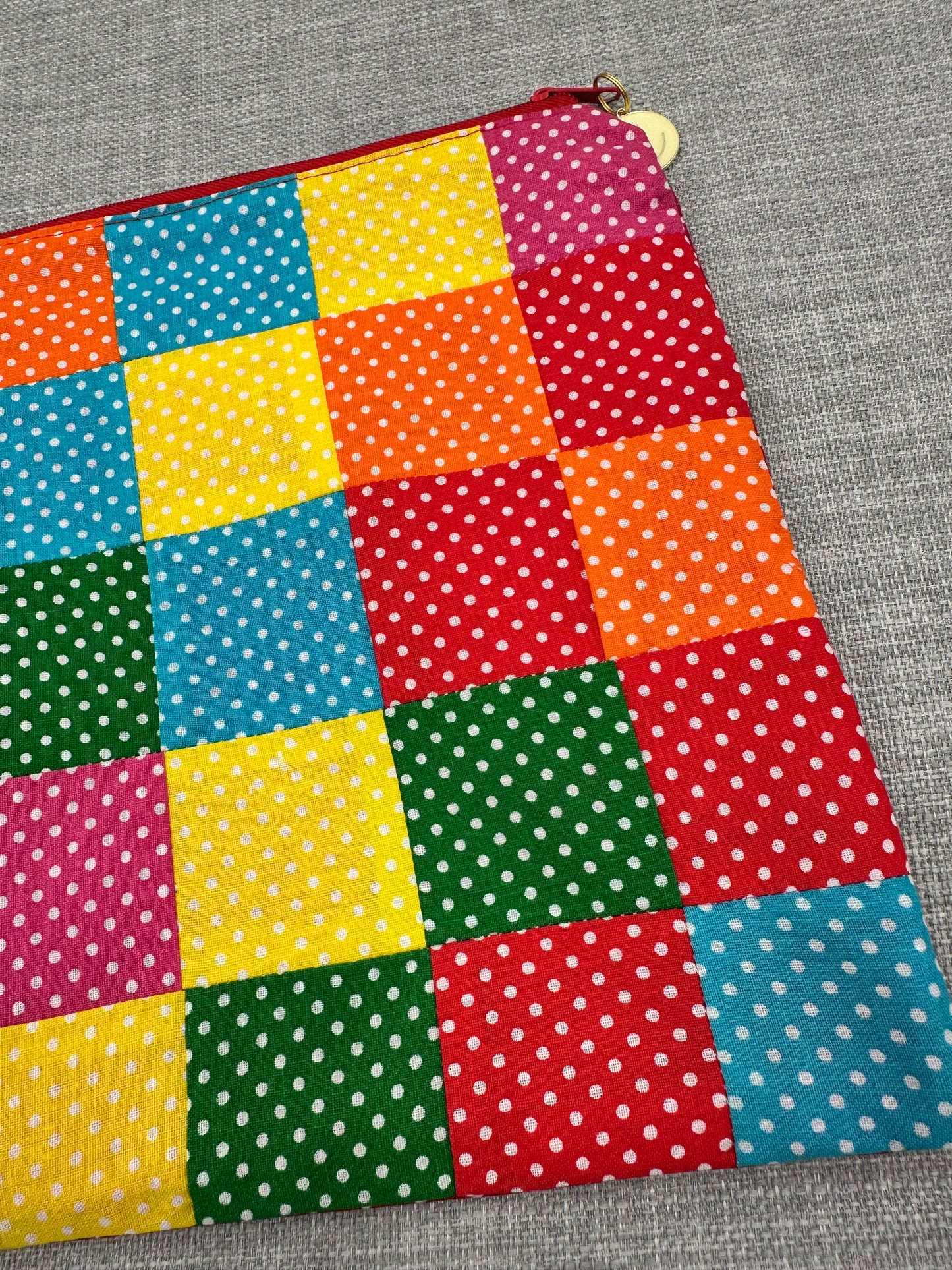 Colourful Polka-Dot Patchwork Ziped Pouch