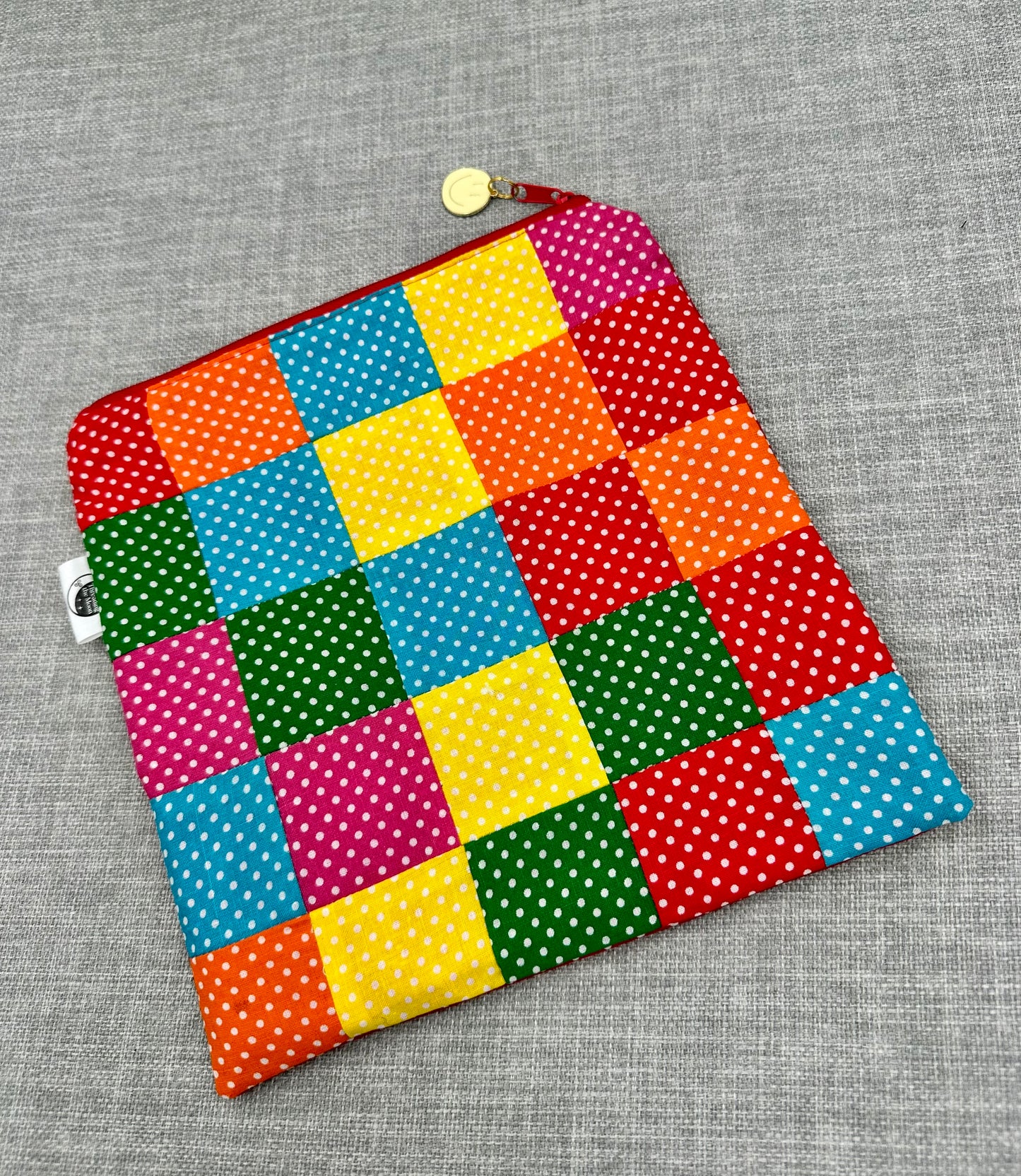 Colourful Polka-Dot Patchwork Ziped Pouch