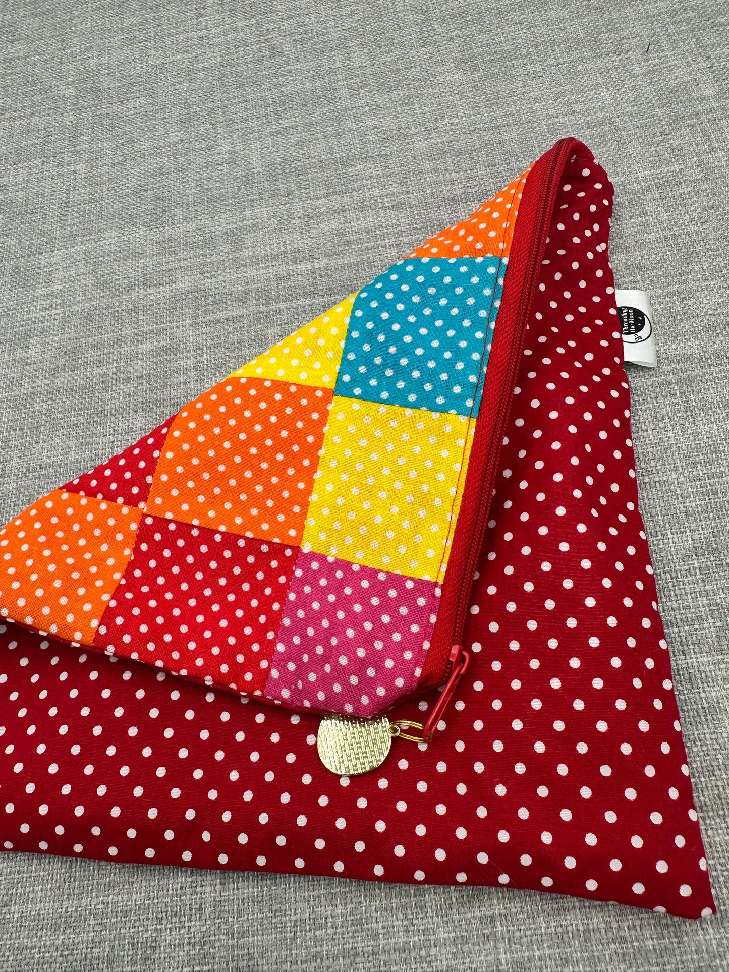 Colourful Polka-Dot Patchwork Ziped Pouch