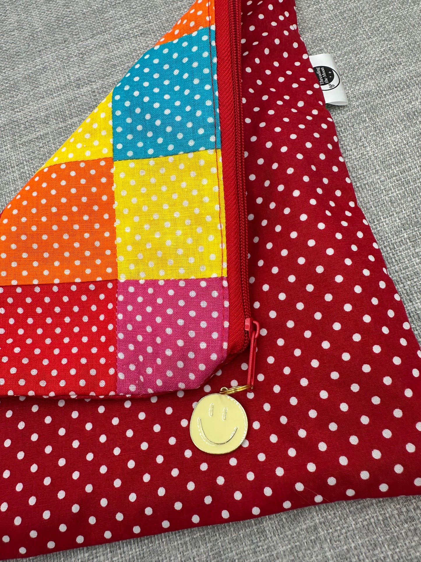 Colourful Polka-Dot Patchwork Ziped Pouch