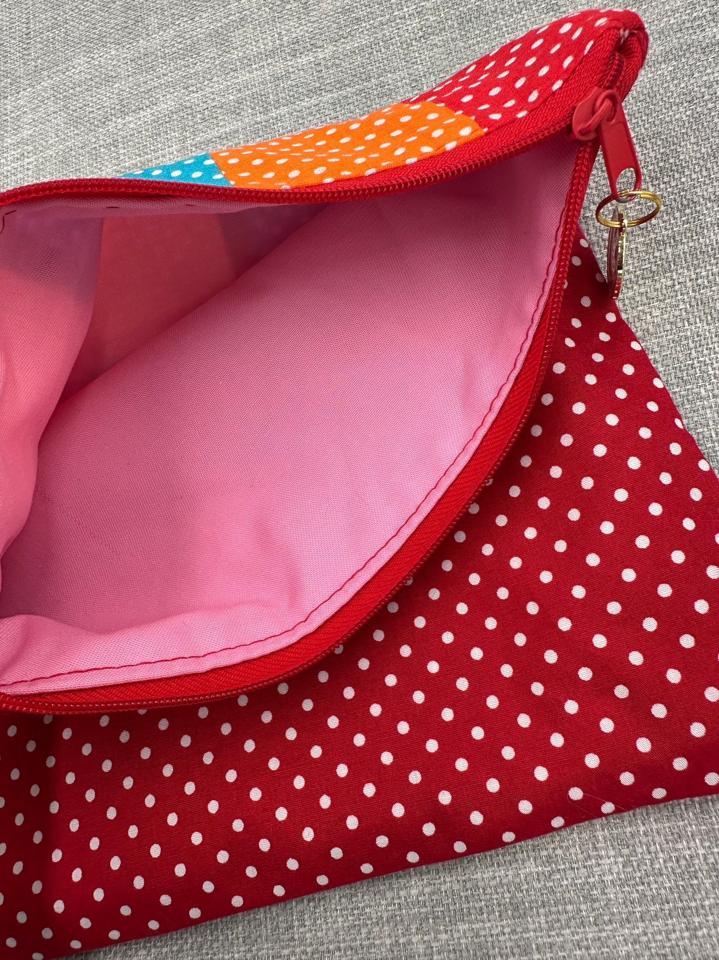 Colourful Polka-Dot Patchwork Ziped Pouch