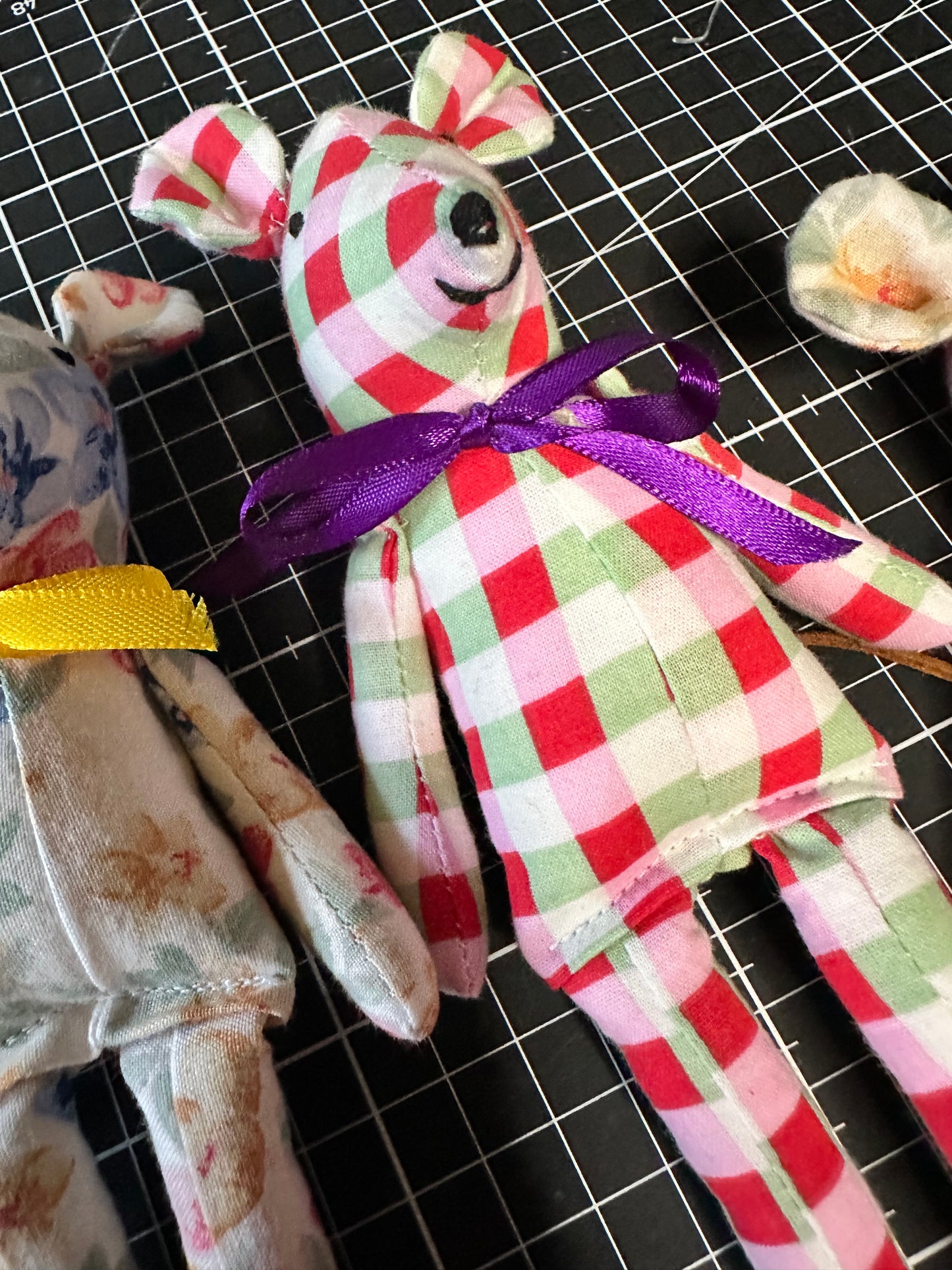 Country Cottage Mouse – Handmade Vintage Fabric Art Doll