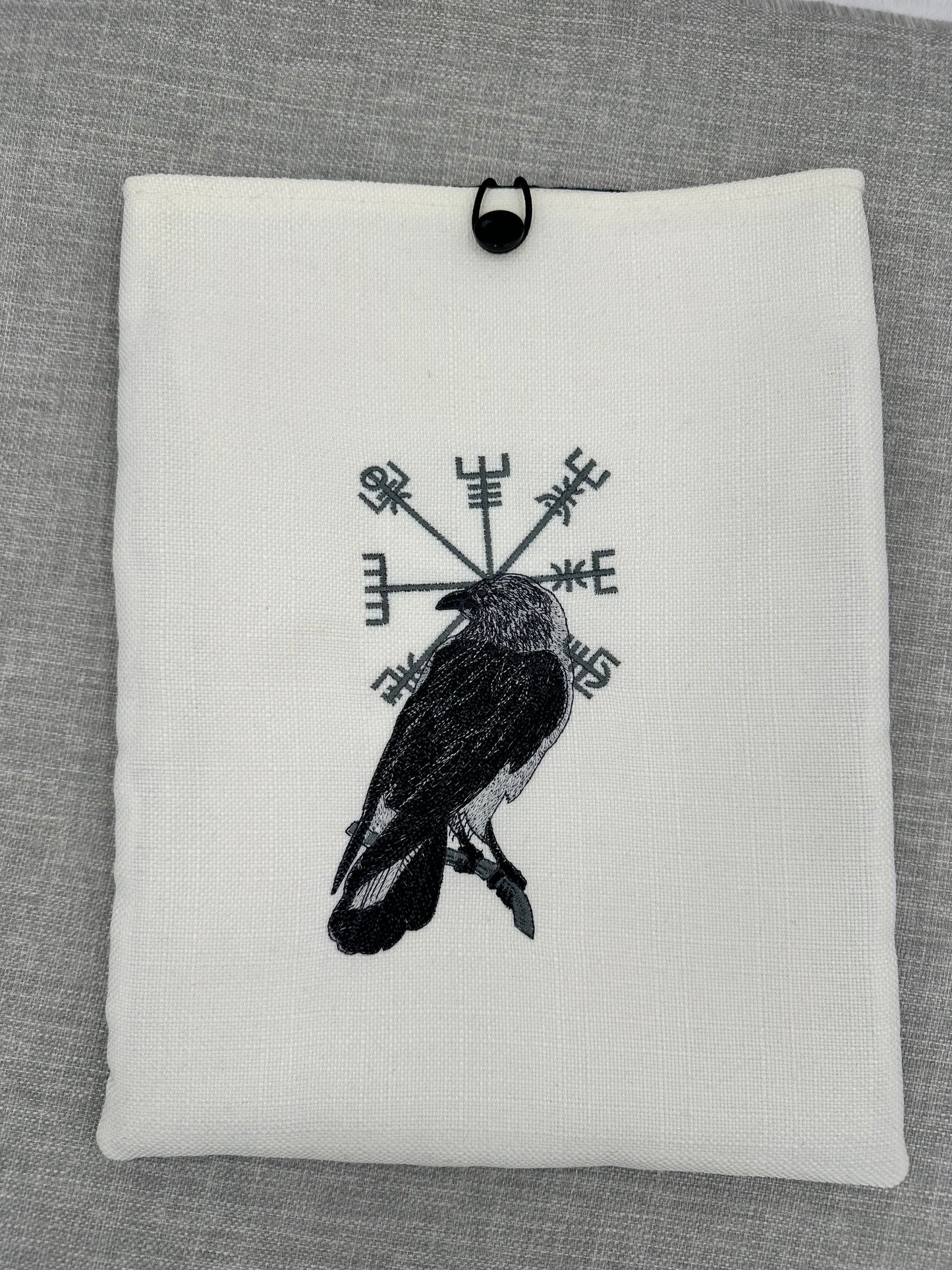 Large Raven & Viking Compass Embroidered Book Sleeve –  Protective Cover for Books, Tablets & Laptops