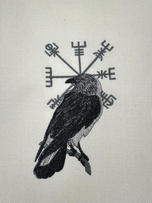 Large Raven & Viking Compass Embroidered Book Sleeve –  Protective Cover for Books, Tablets & Laptops