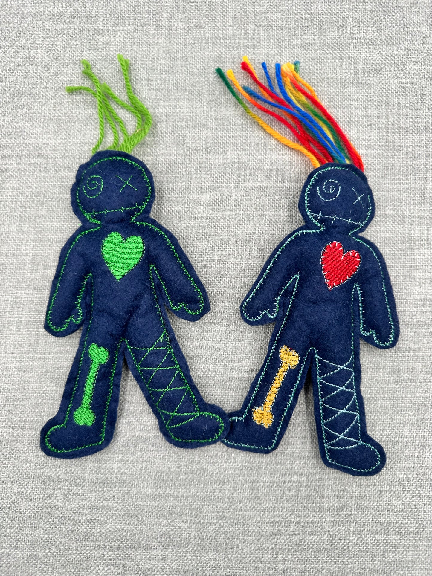 Handmade Mini Voodoo Doll Pocket Friends – Embroidered Felt Art Dolls – Collectible Lucky Charms